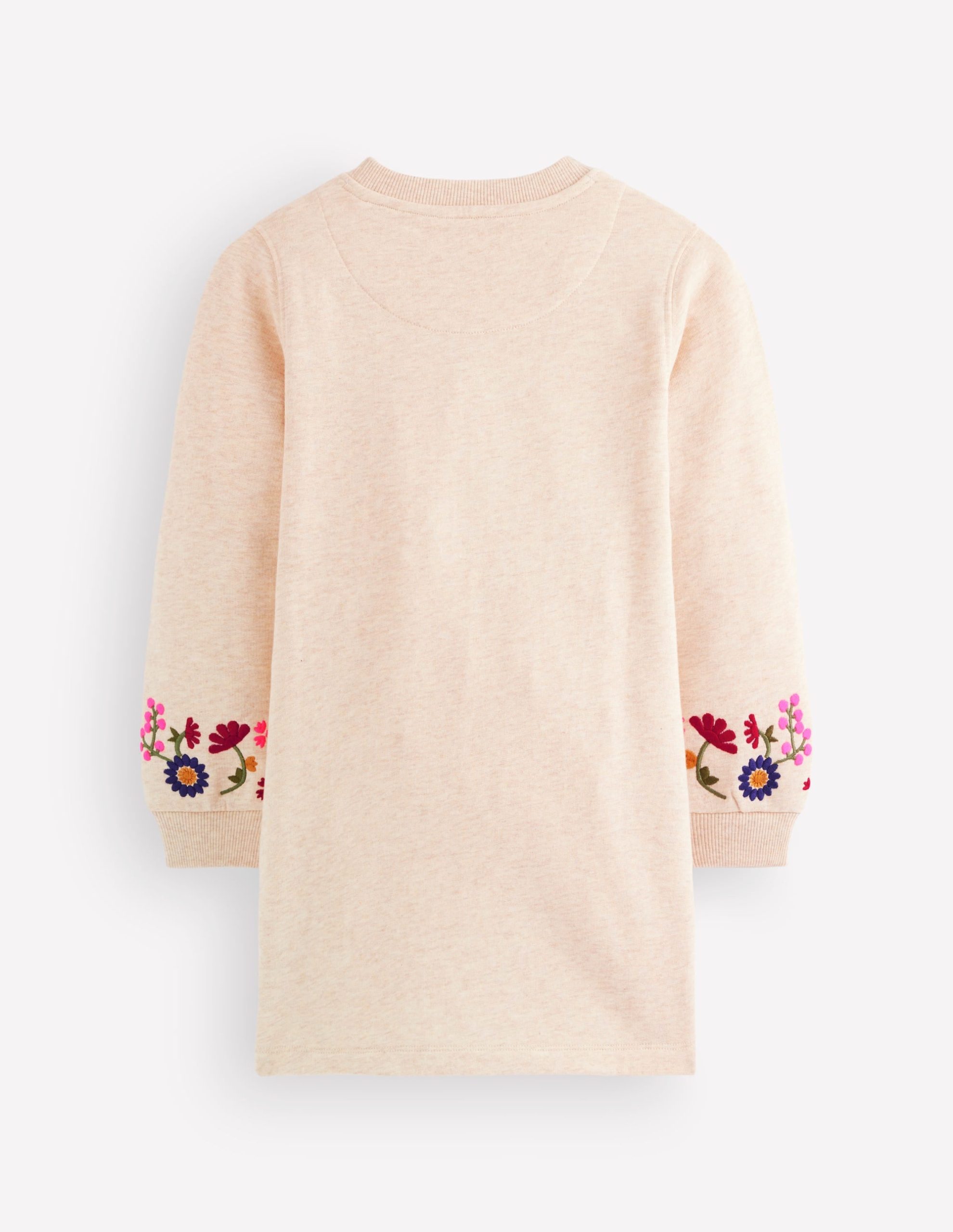 Ida Sweatshirt Appliqué Dress-Oatmeal Floral Embroidery - Image 3
