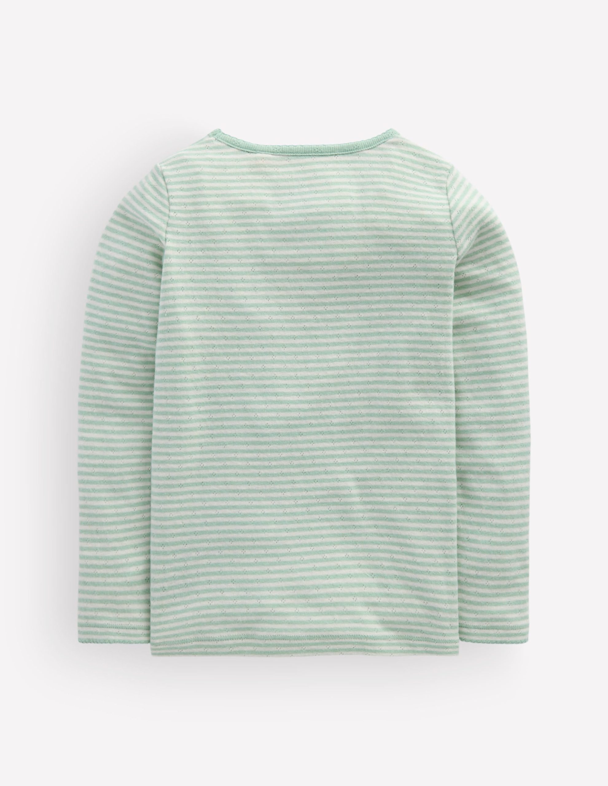 Long Sleeve Pointelle Top-Misty Blue Stripe - Image 2
