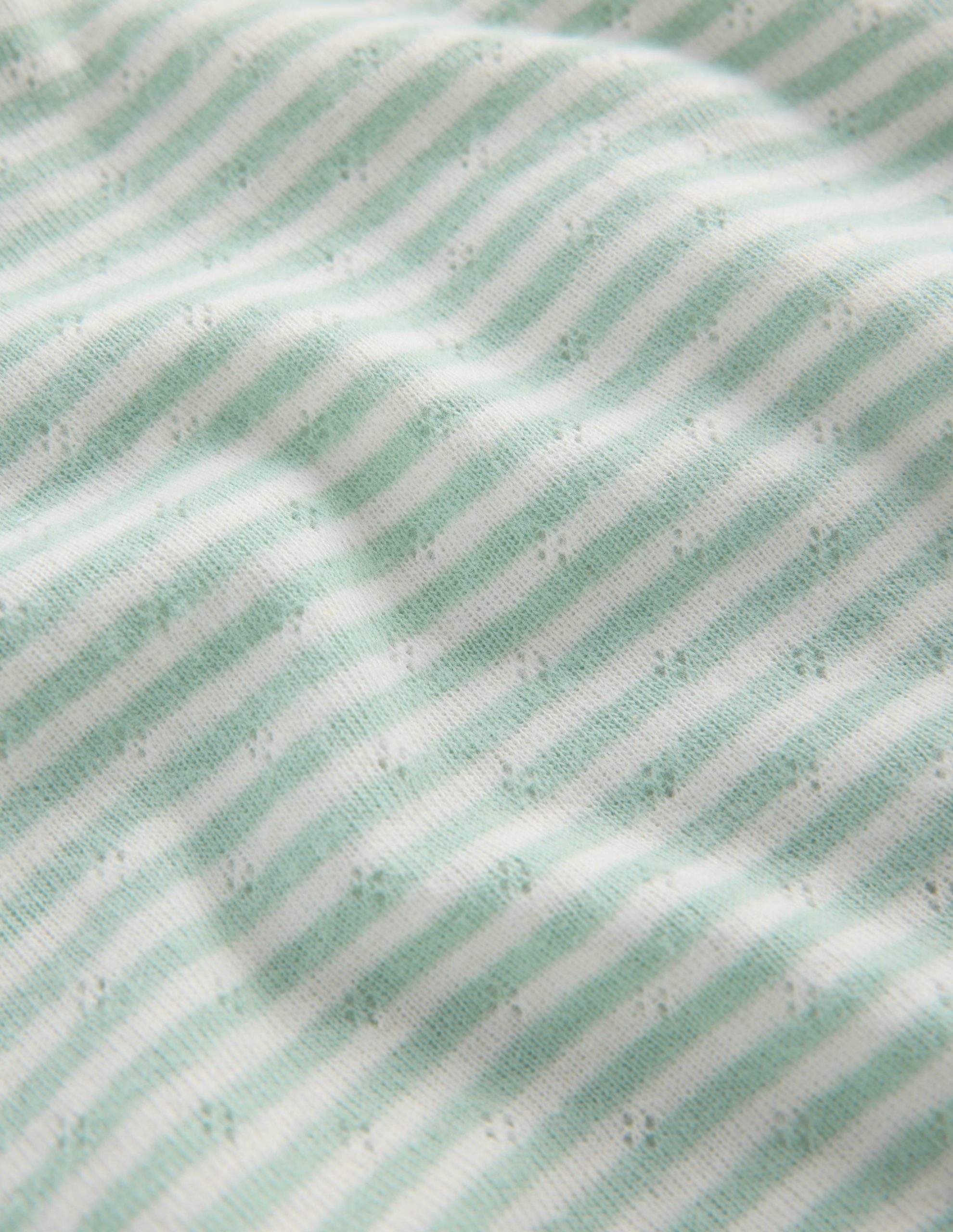 Long Sleeve Pointelle Top-Misty Blue Stripe - Image 3