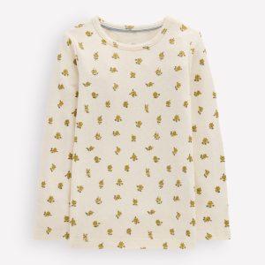 Long Sleeve Pointelle Top-Yellow Ditsy Floral