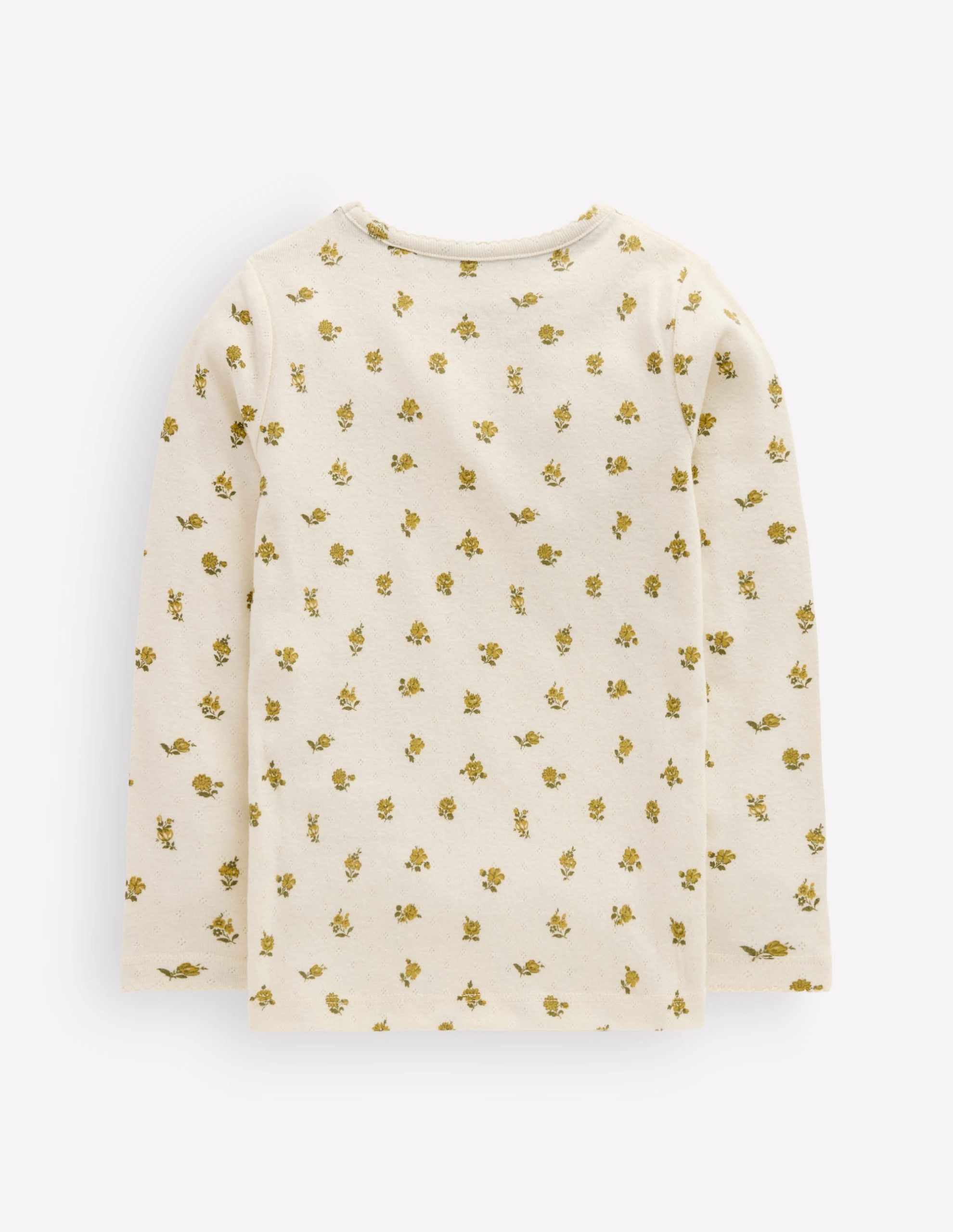 Long Sleeve Pointelle Top-Yellow Ditsy Floral - Image 2