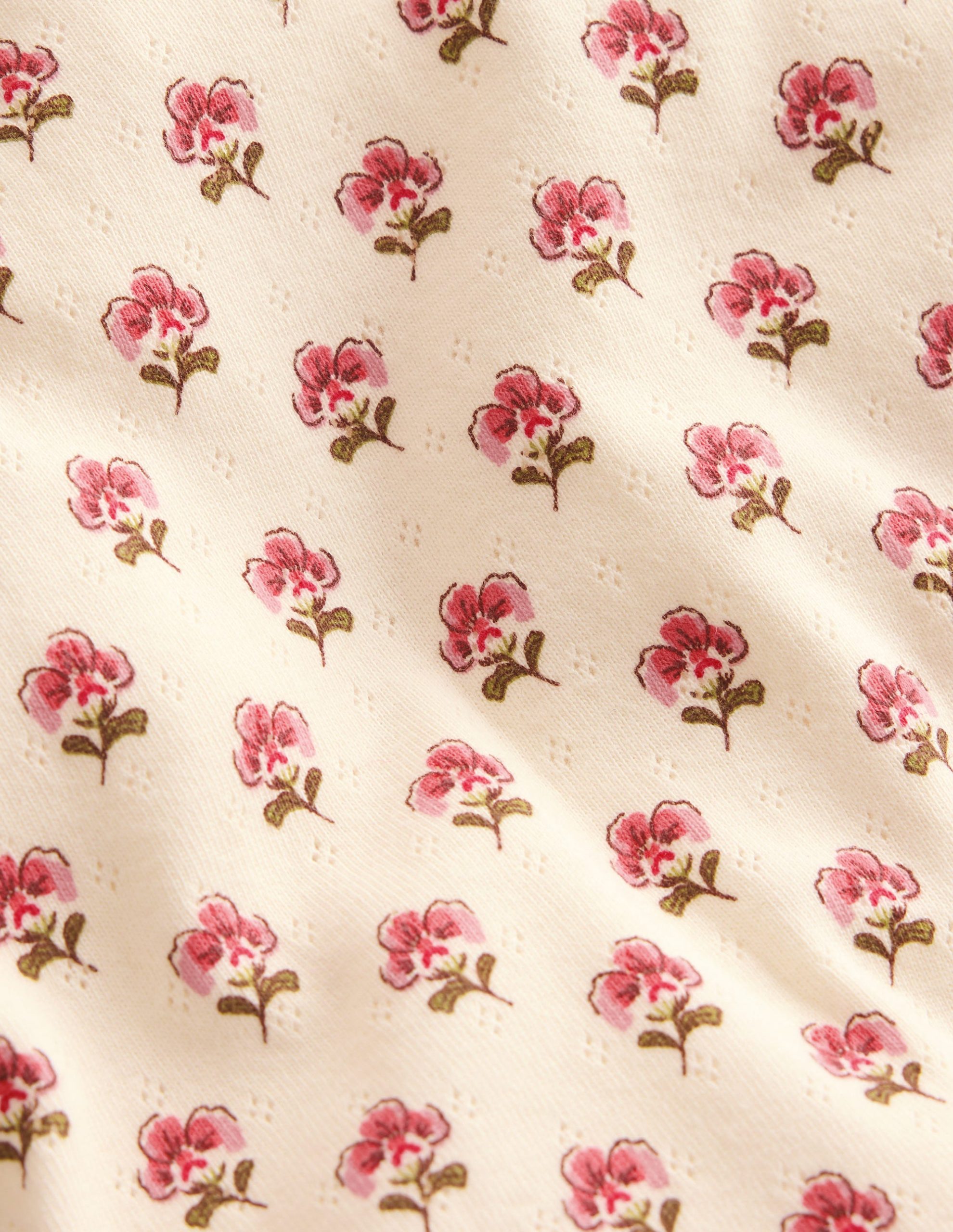 Short Sleeve Pointelle Top-Pink Floral - Image 3