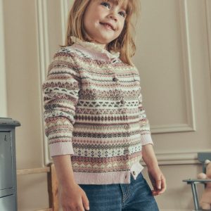 Edie Fair Isle Cardigan-Pink Heather Fair Isle
