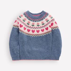 Eleanor Fair Isle Sweater-Bluejay Marl