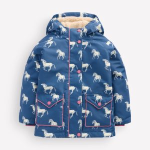 Sherpa Lined Anorak-Tourmaline Blue Small Horses