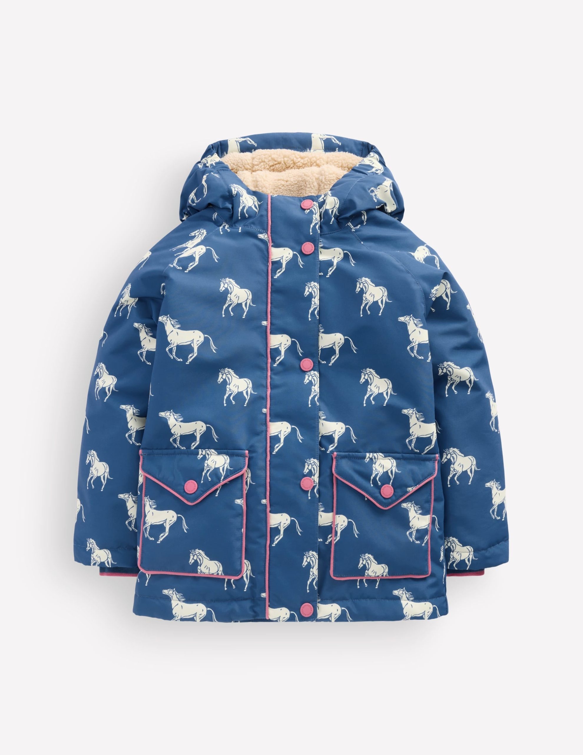 Sherpa Lined Anorak-Tourmaline Blue Small Horses