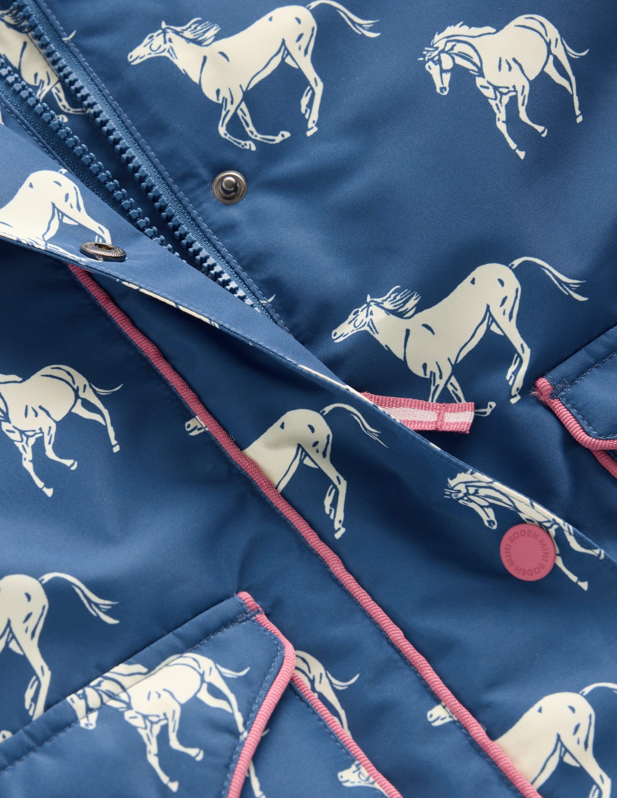 Sherpa Lined Anorak-Tourmaline Blue Small Horses - Image 3