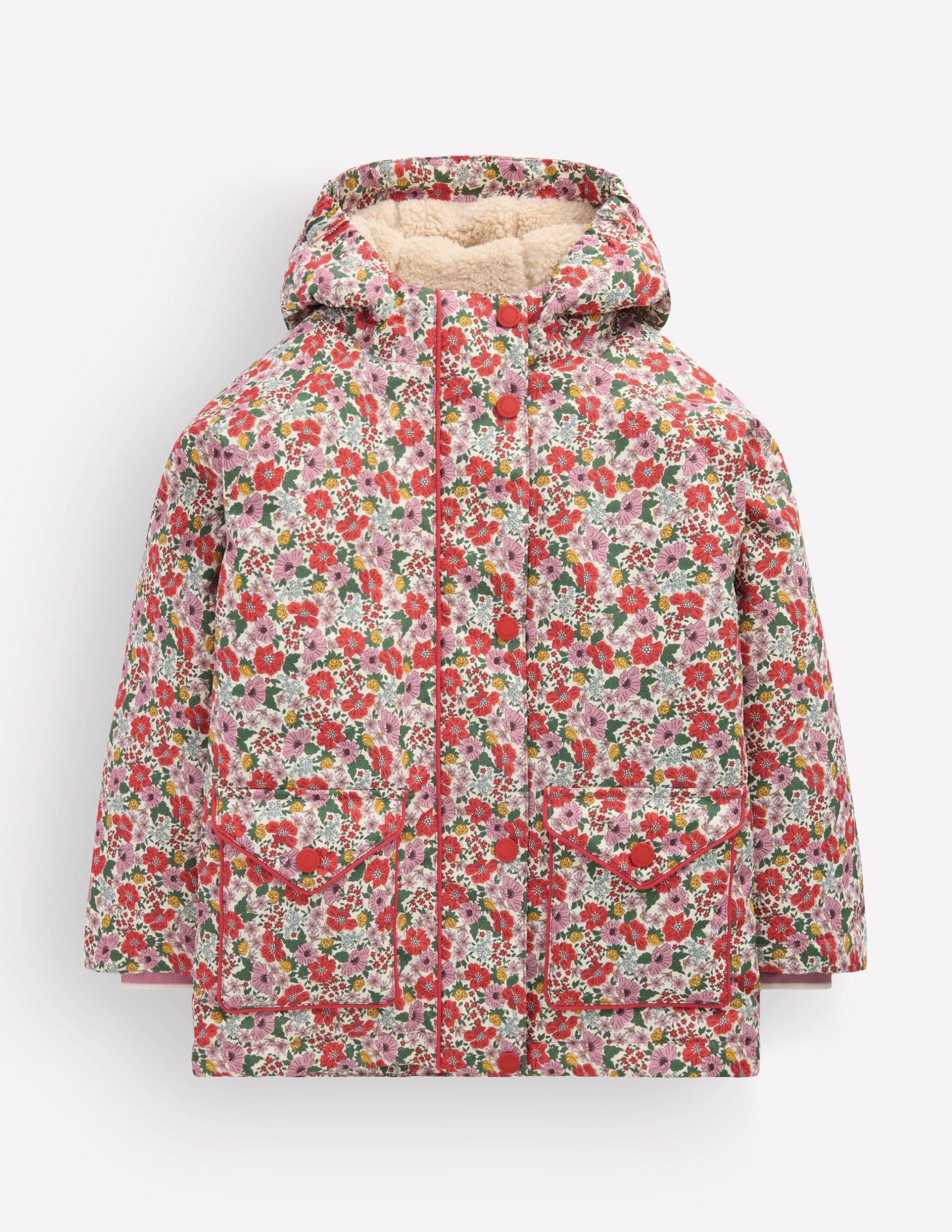 Sherpa Lined Anorak-Soft Cream Garden Flowerbed - Image 5