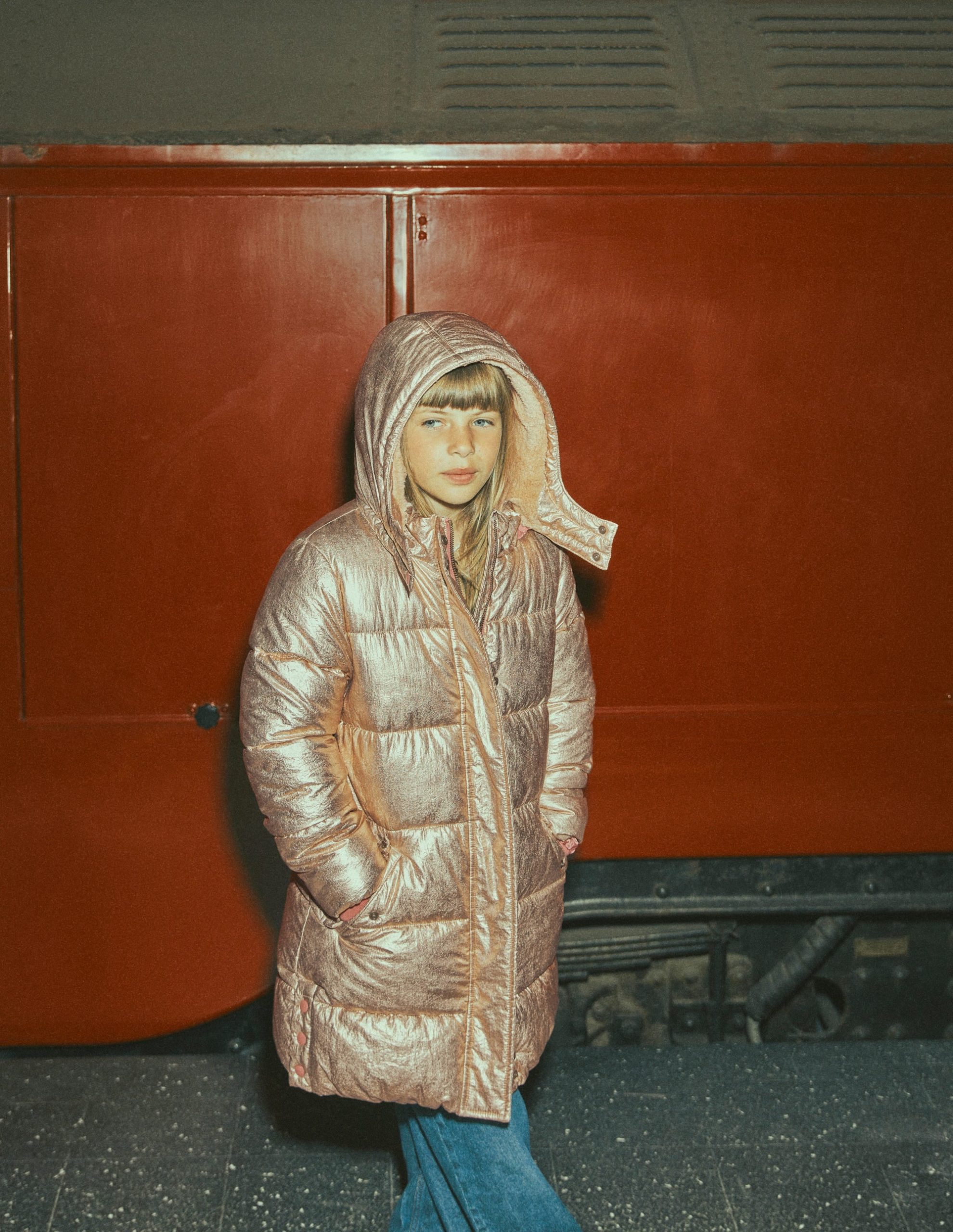 Longline Padded Coat-Gold Metallic - Image 11
