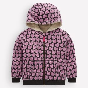 Reversible Borg Hoody-Purple Hearts
