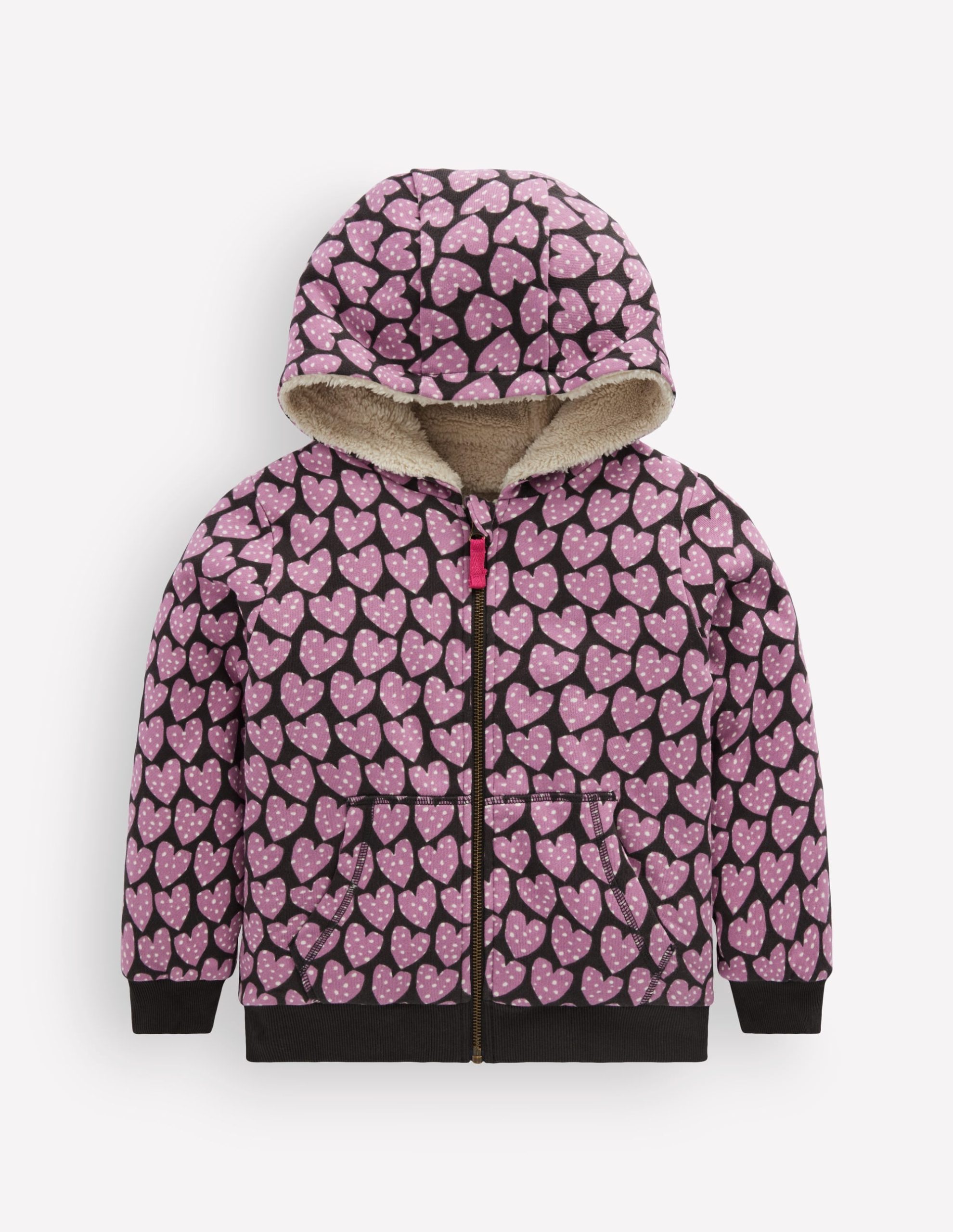 Reversible Borg Hoody-Purple Hearts
