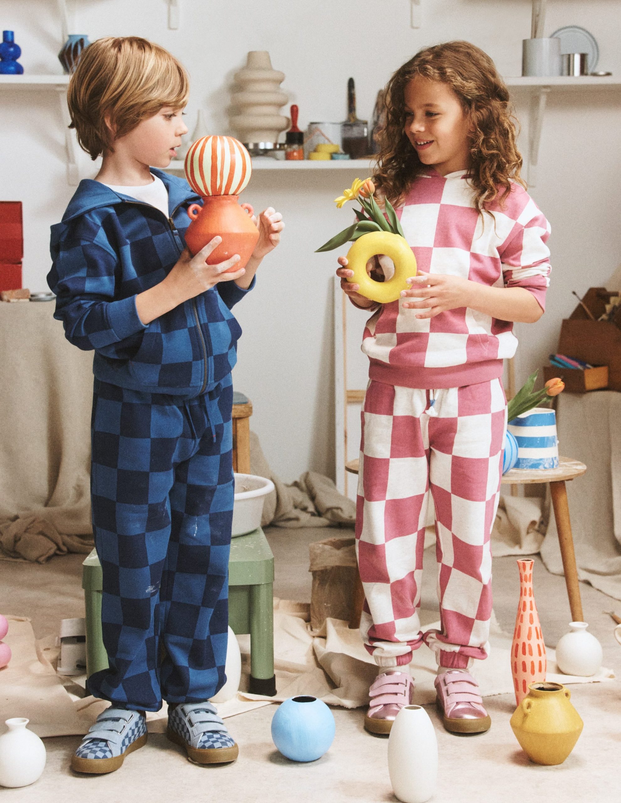 Fun Printed Joggers-Pink Checkerboard - Image 4