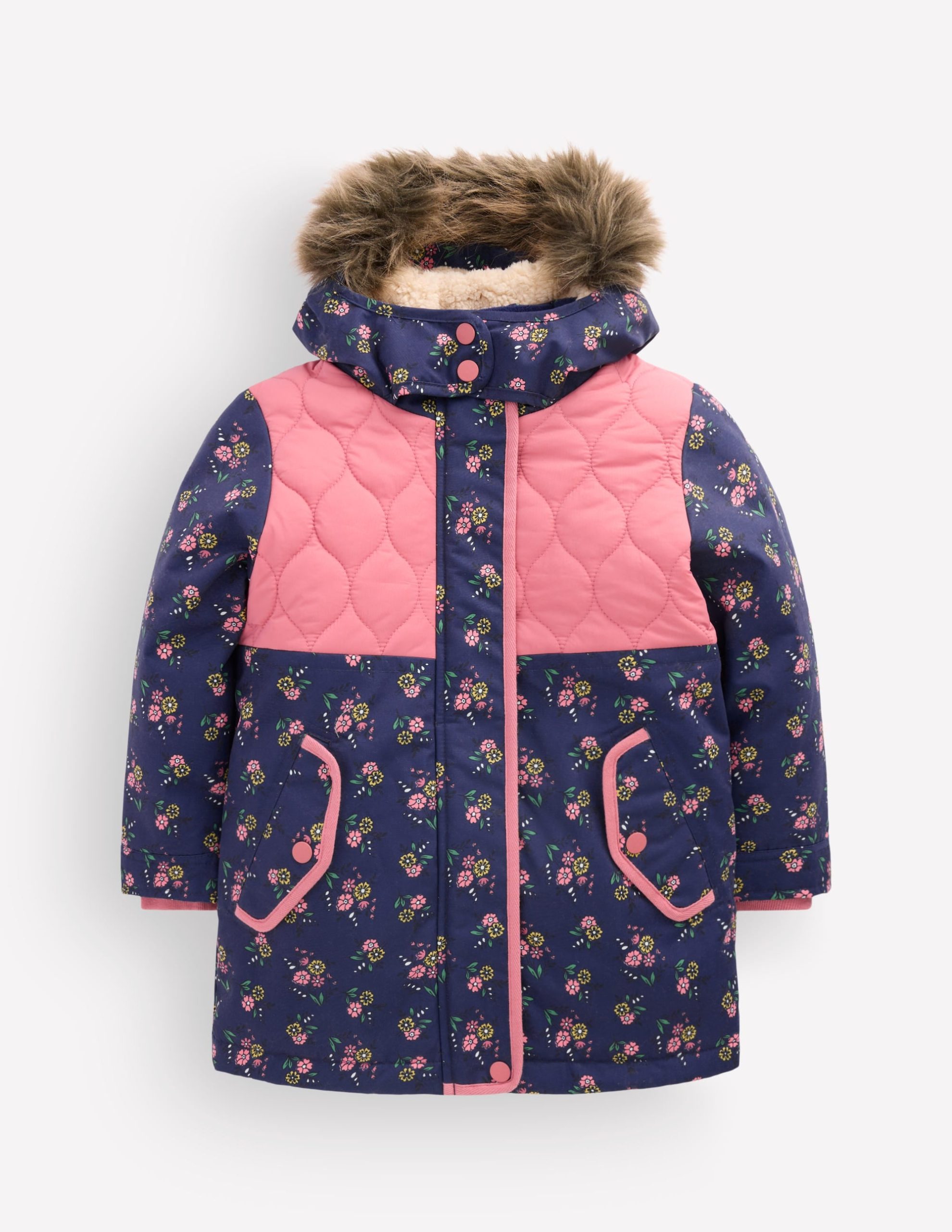 Joni Quilted Parka Coat-Navy Floral - Image 6