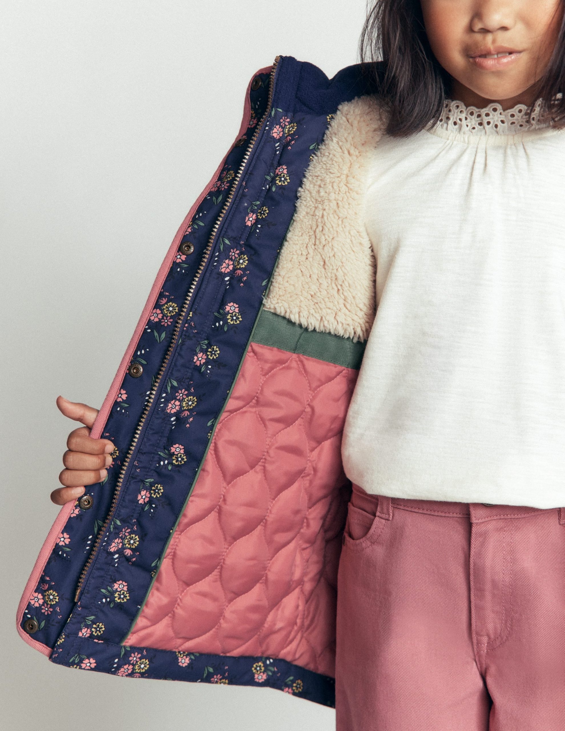 Joni Quilted Parka Coat-Navy Floral - Image 4