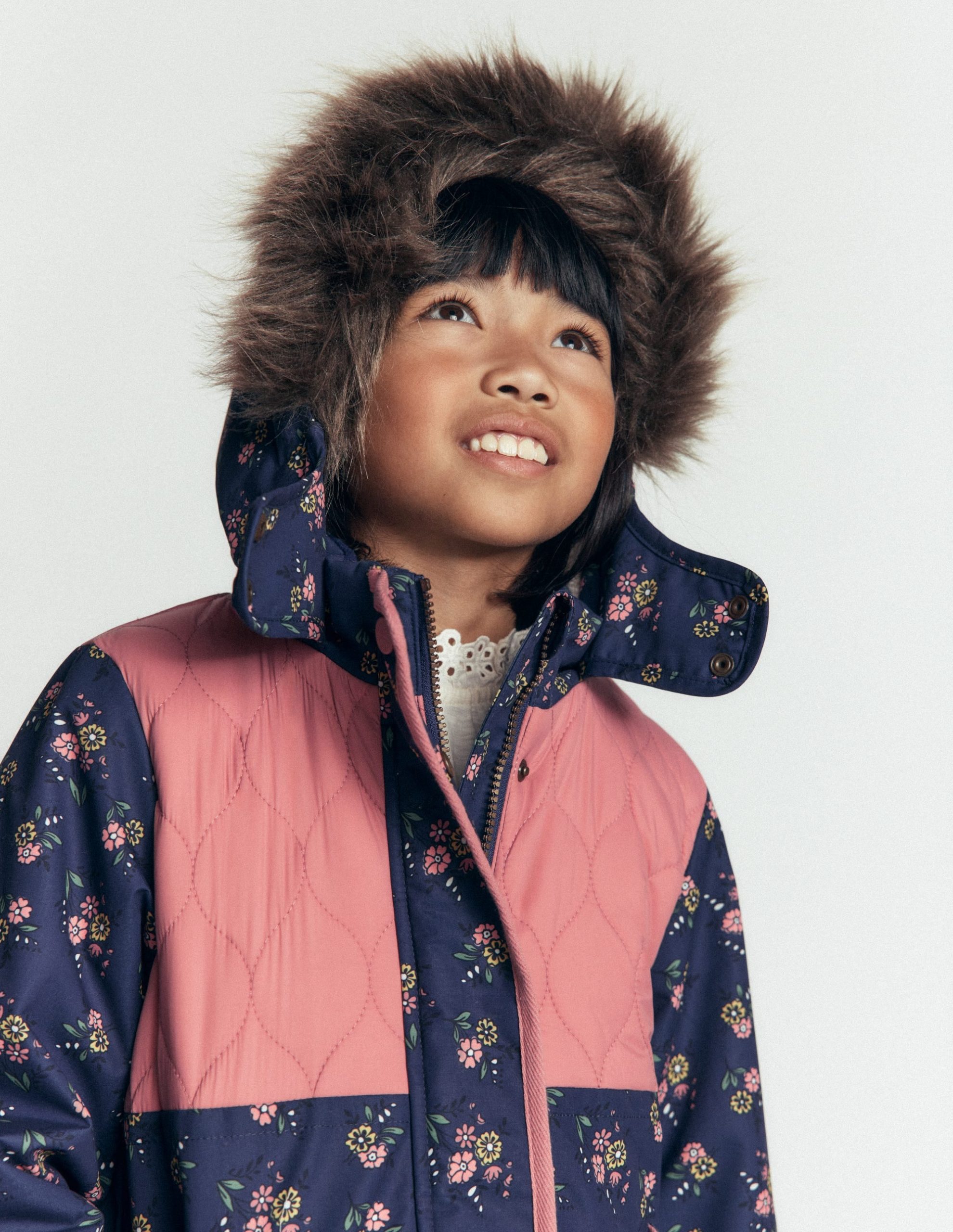 Joni Quilted Parka Coat-Navy Floral - Image 5