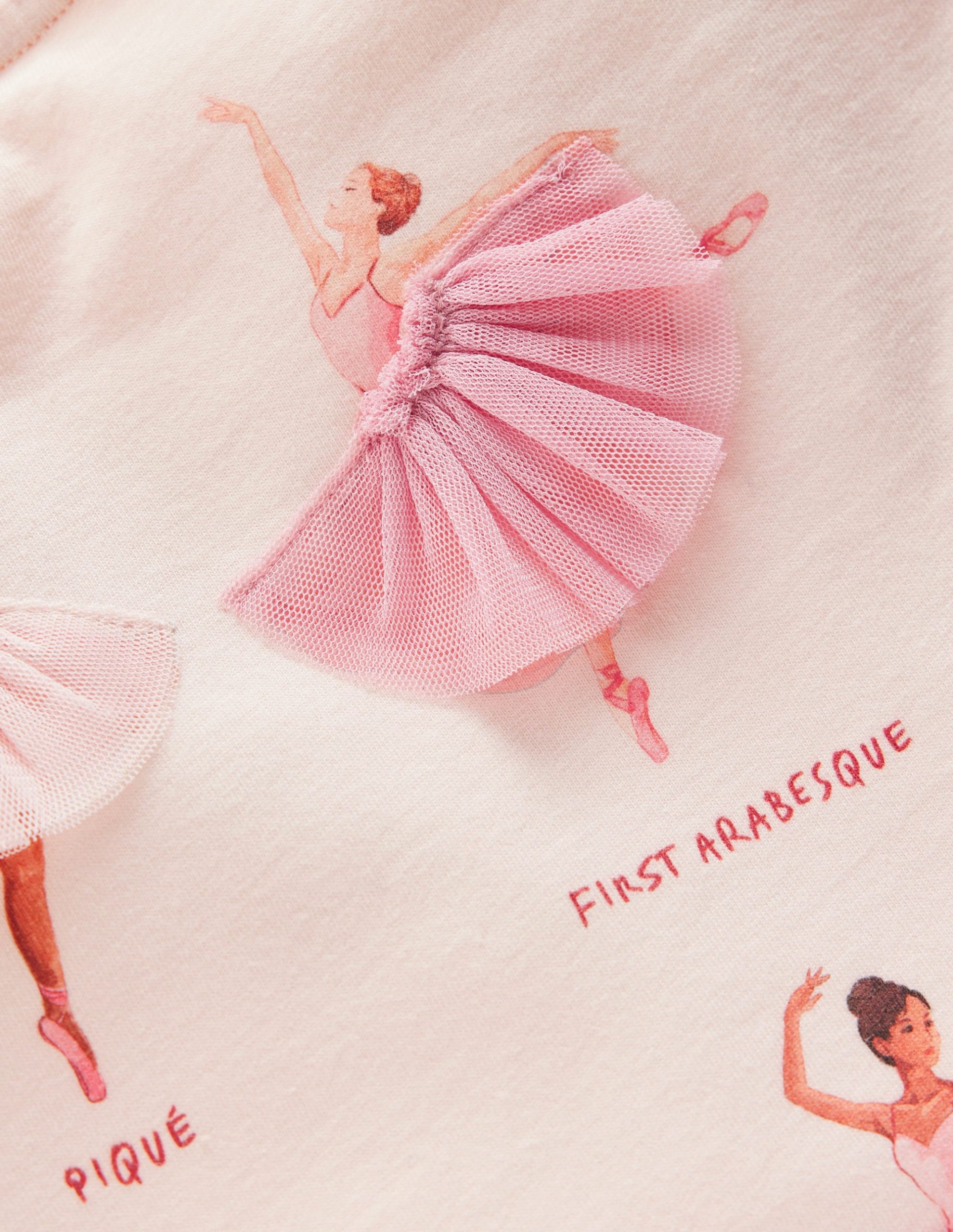 Puff Sleeve Appliqu?? T-shirt-Botanic Pink Ballerinas - Image 3
