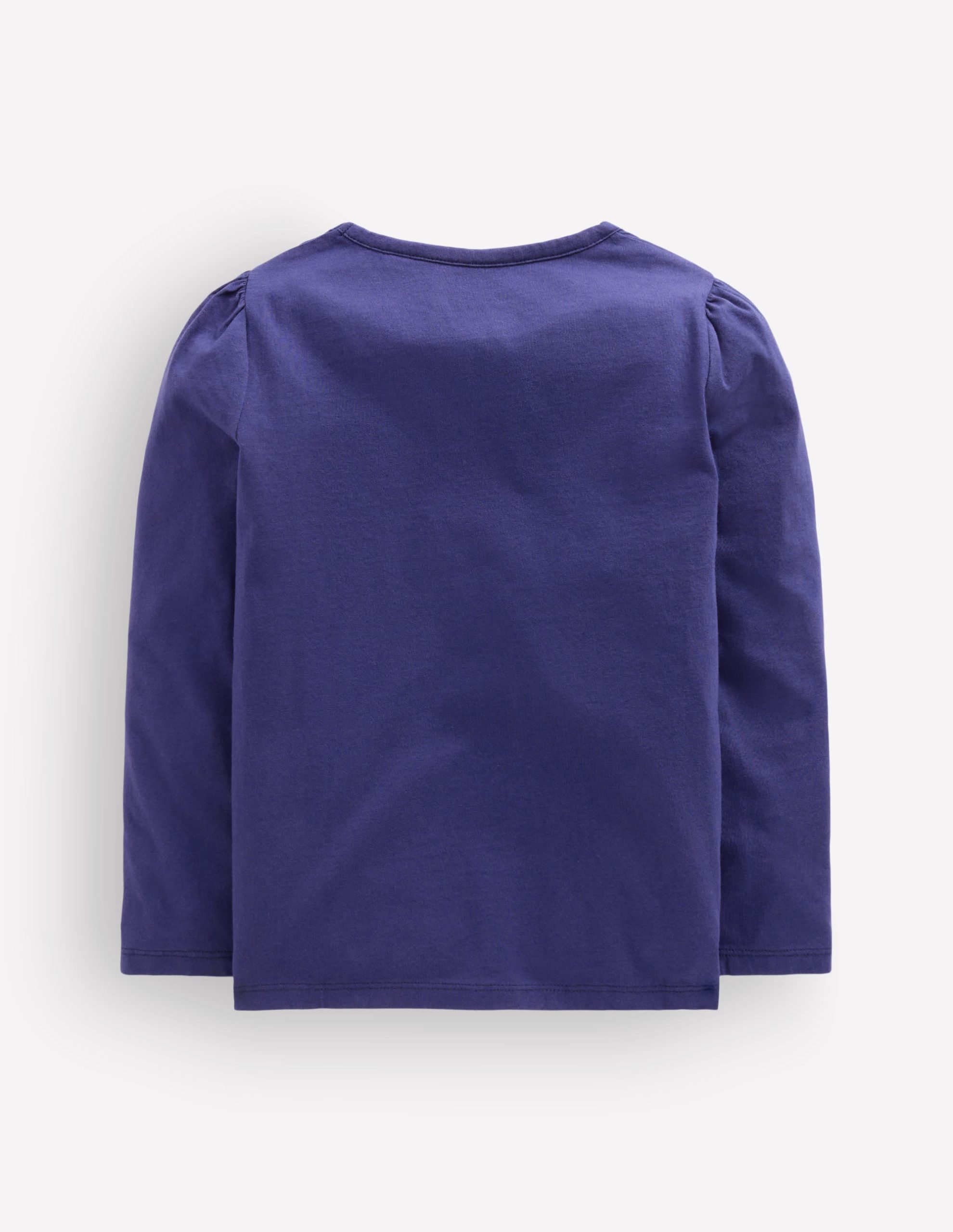Puff Sleeve Appliqu?? T-shirt-College Navy Horses - Image 2