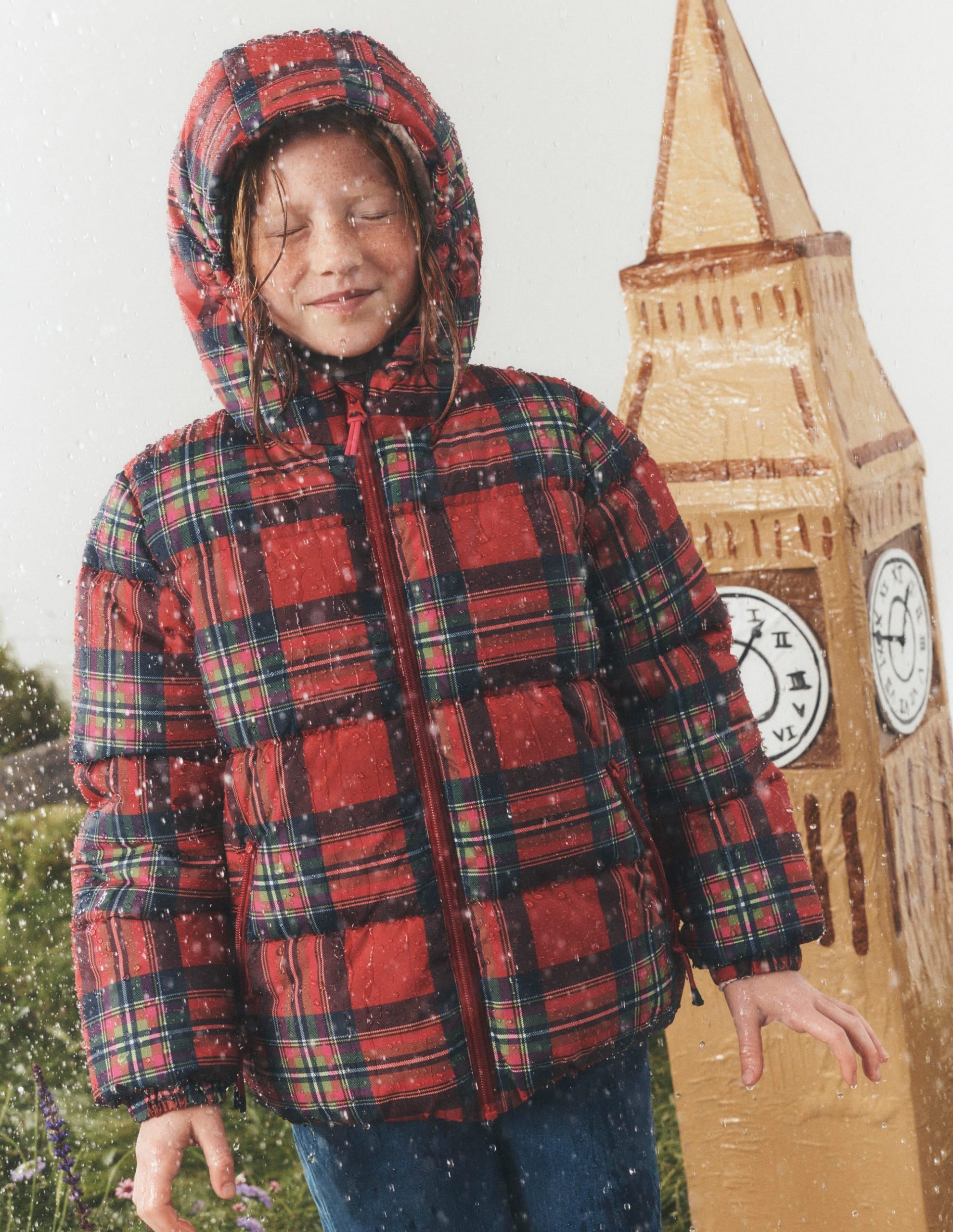 Fun Padded Coat-Red Check - Image 3