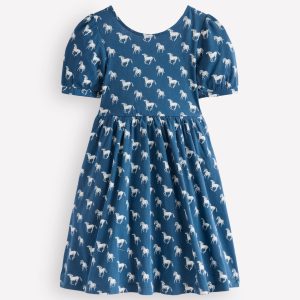 Ballerina Jersey Dress-Blue Horses