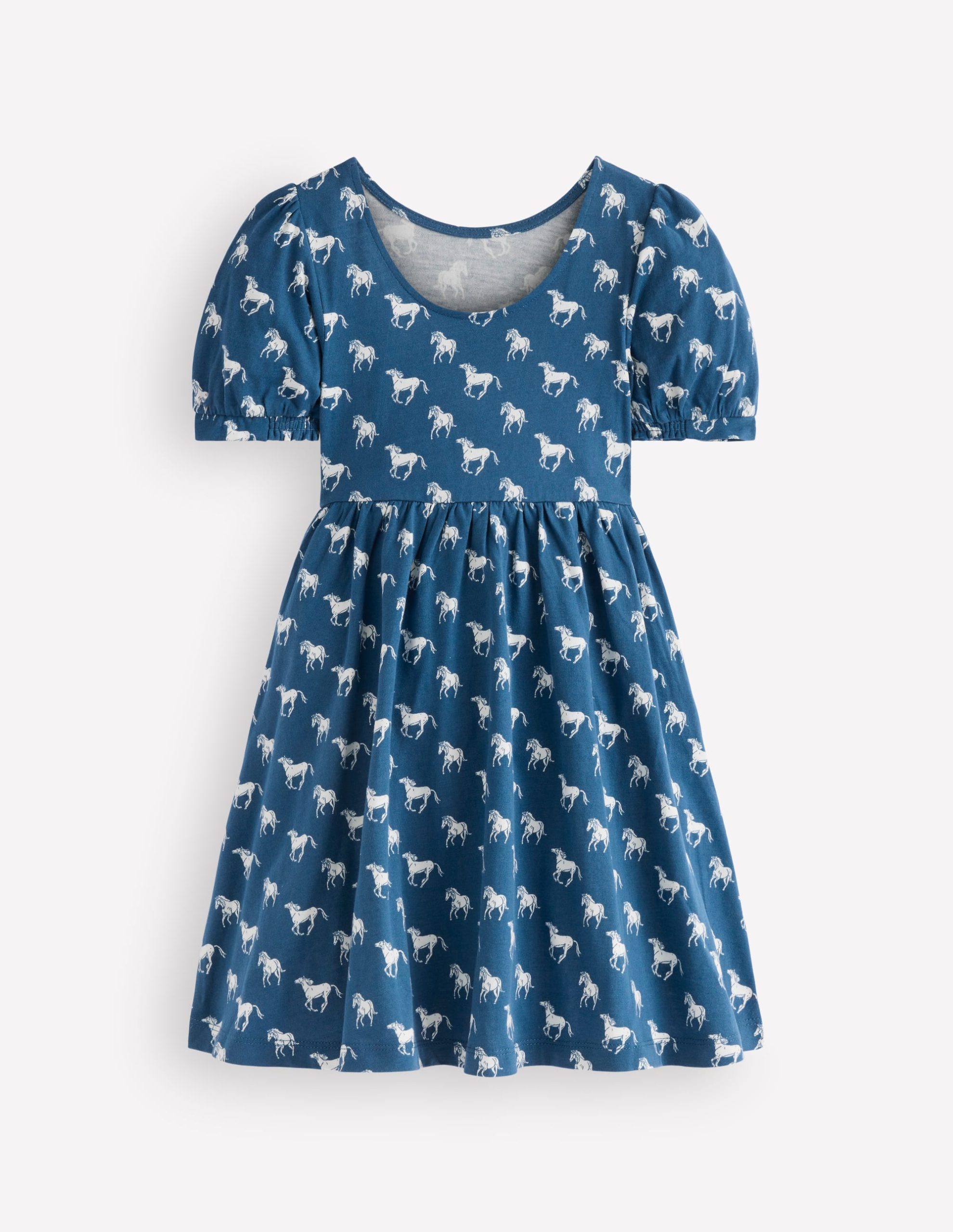 Ballerina Jersey Dress-Blue Horses - Image 2