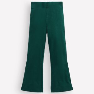 Ribbed Flared Leggings-Green