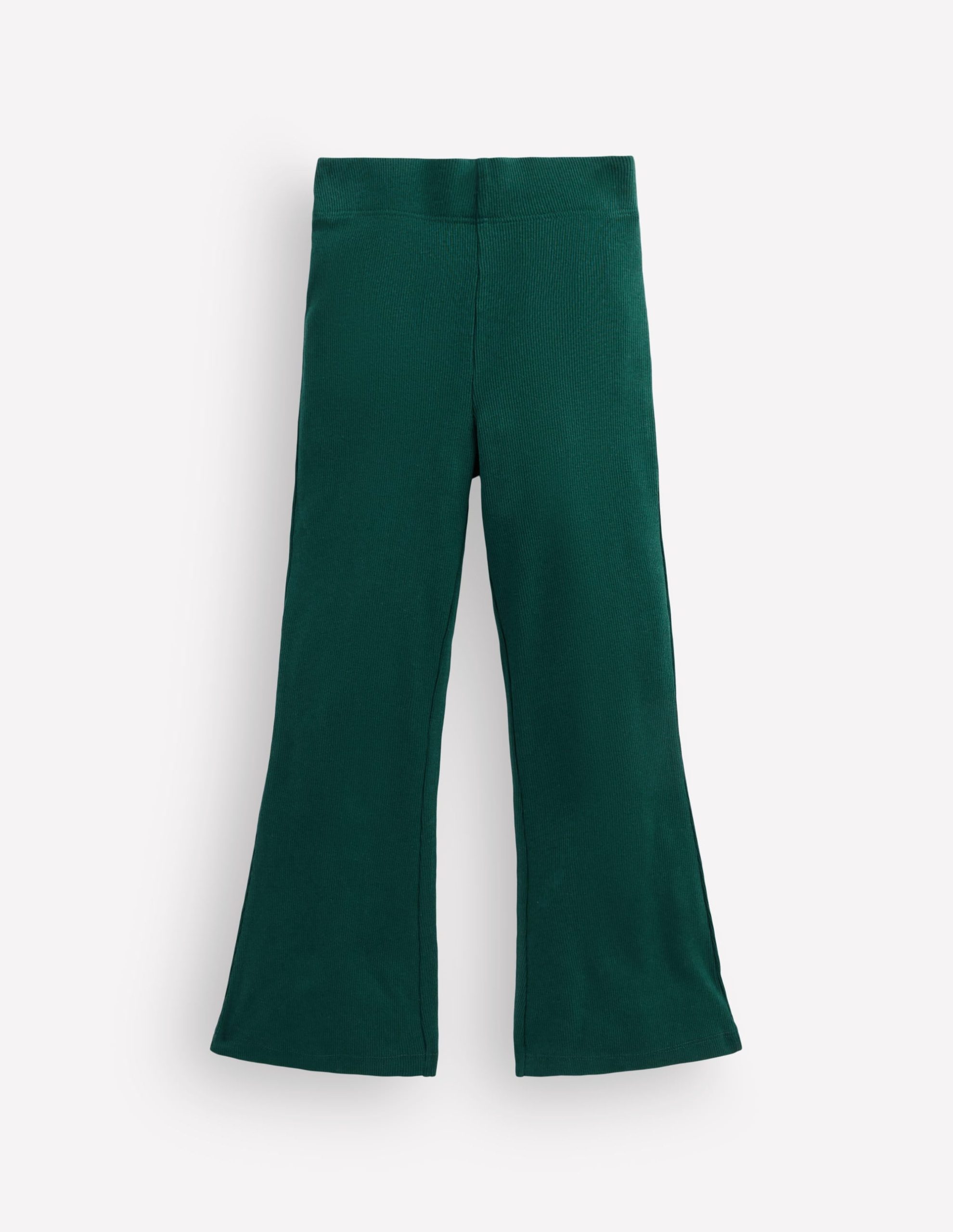Ribbed Flared Leggings-Green