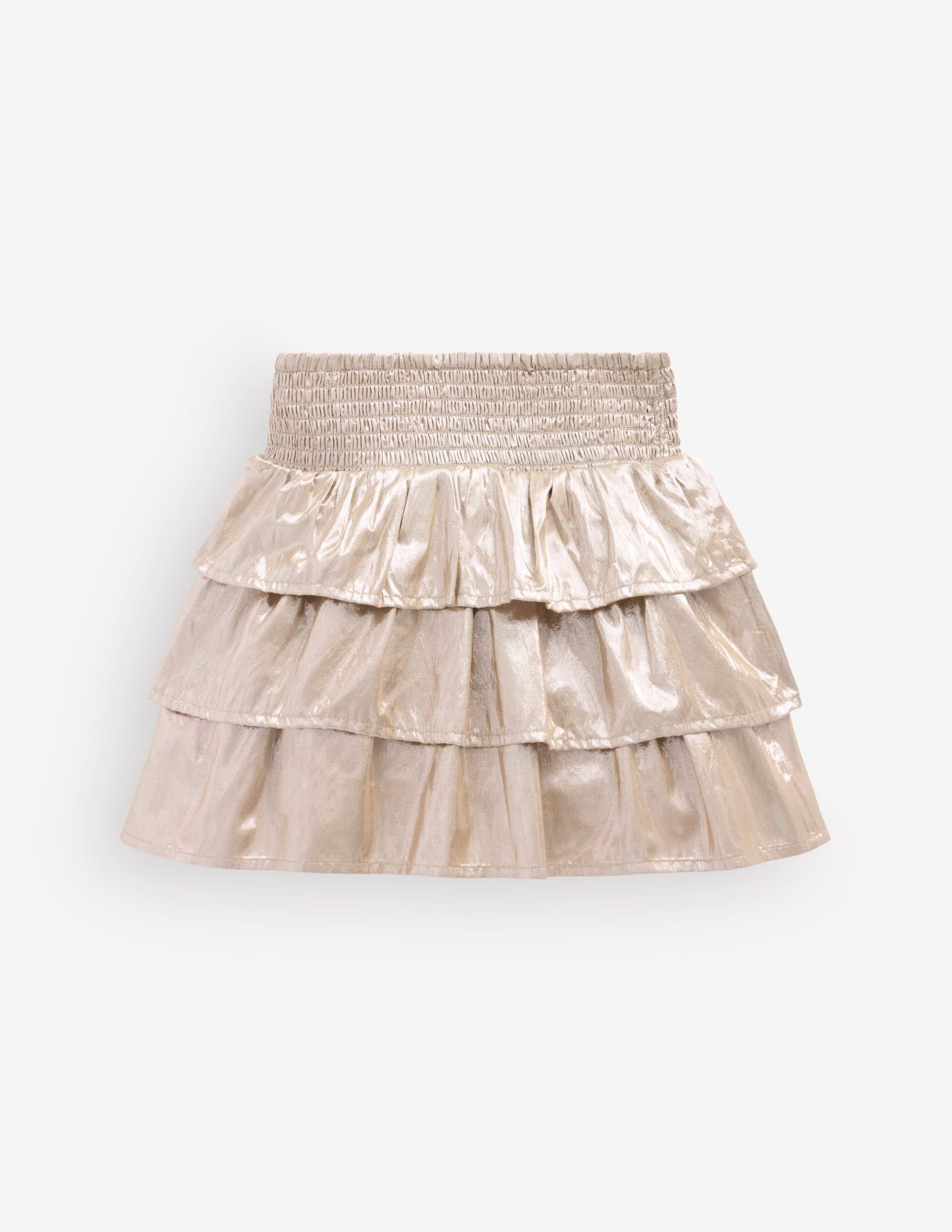 Smocked Waist Ruffle Skirt-Gold Metallic - Image 2