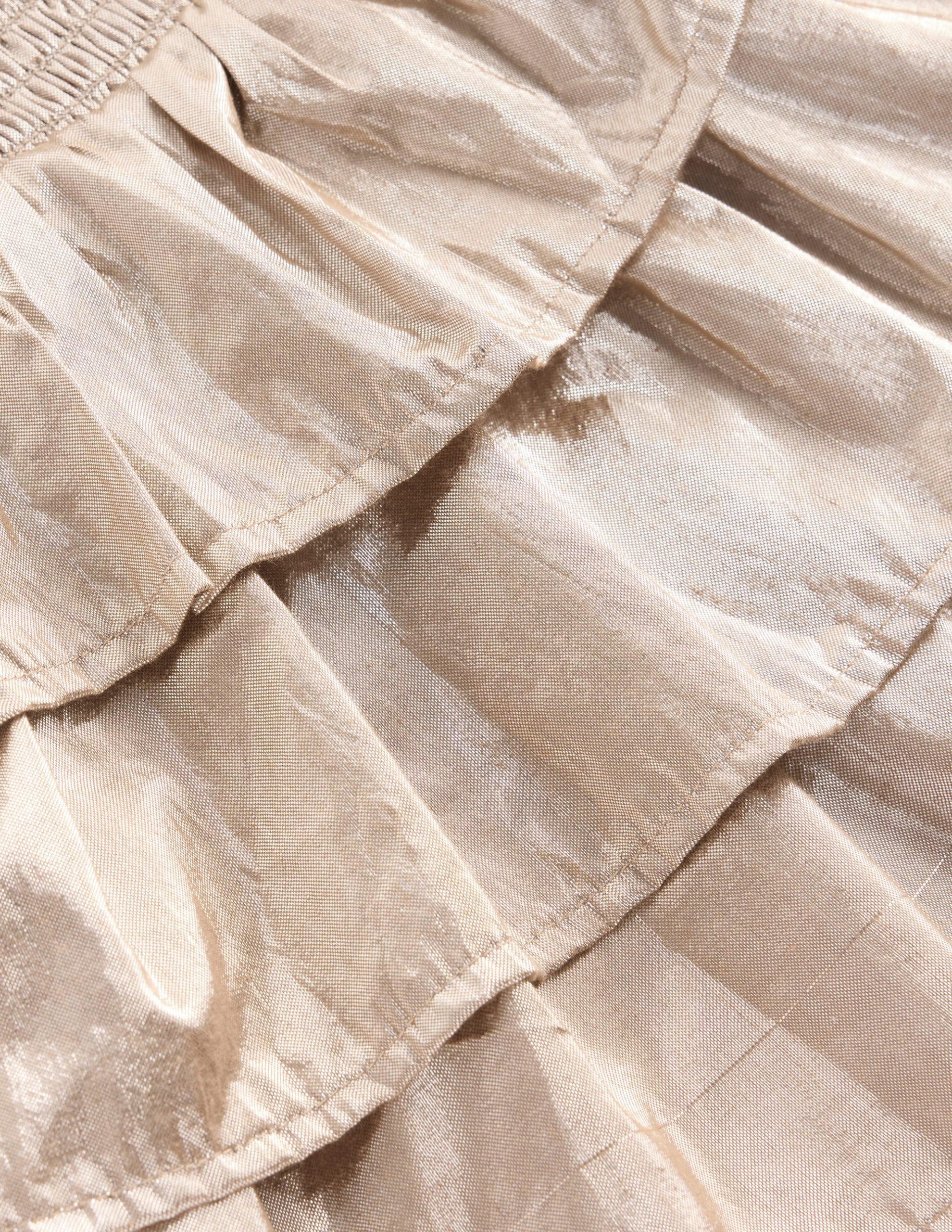 Smocked Waist Ruffle Skirt-Gold Metallic - Image 3