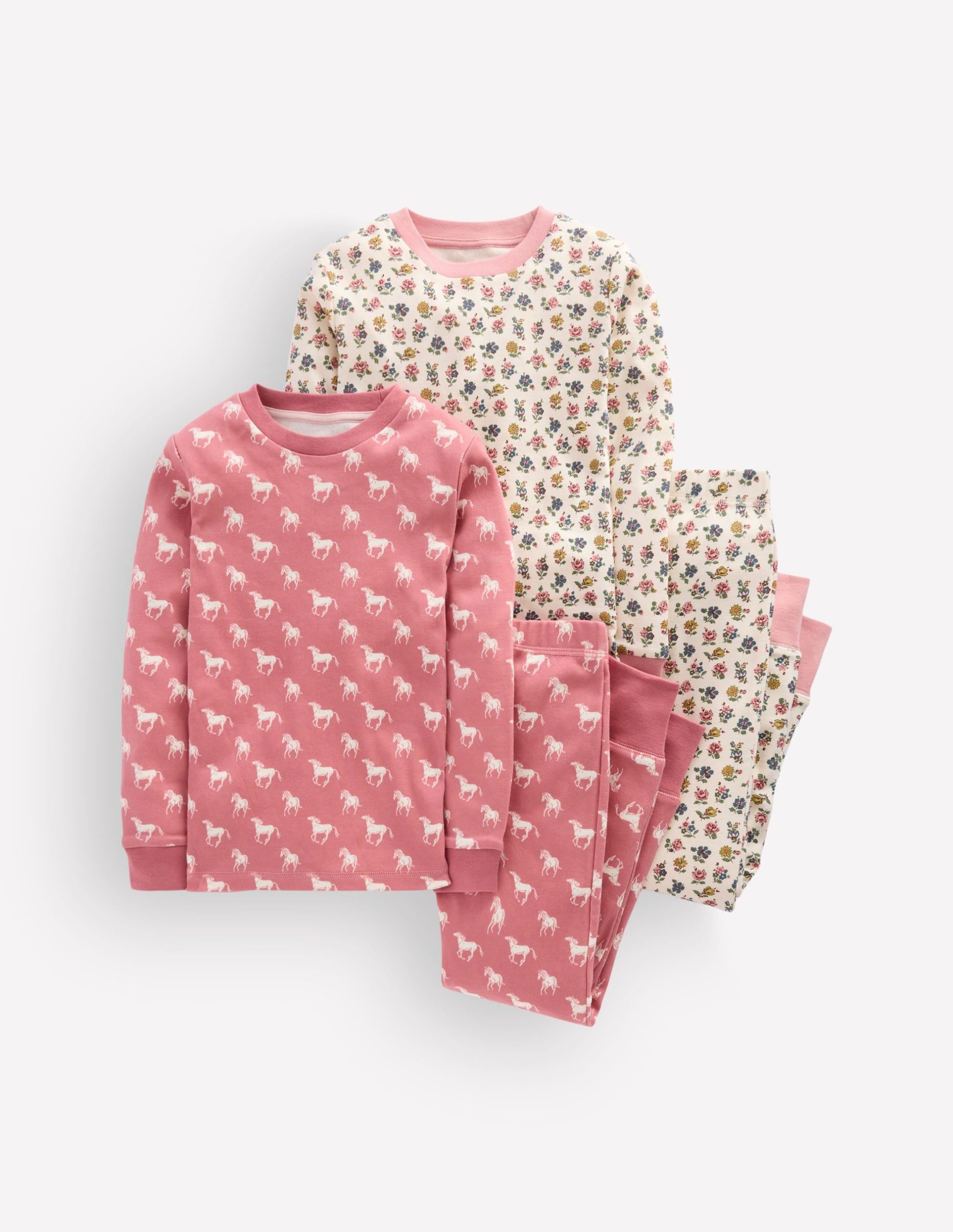 Twin Pack Snug Pajamas-Vintage Rose Horses