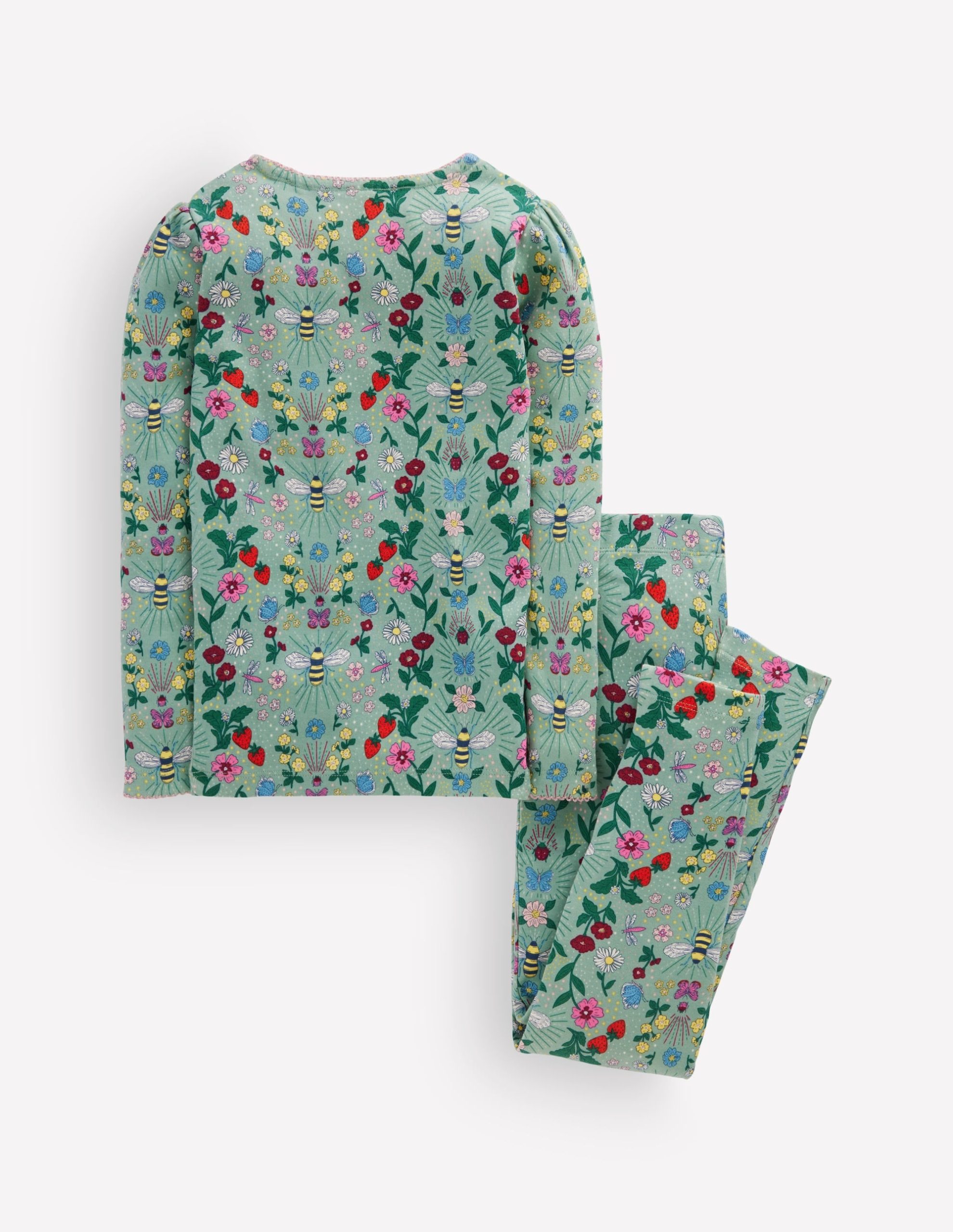 Snug Long John Pajamas-Bee Garden - Image 2