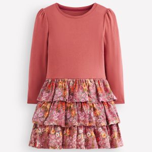 Cora Jersey RaRa Dress-Pink Flower Vine