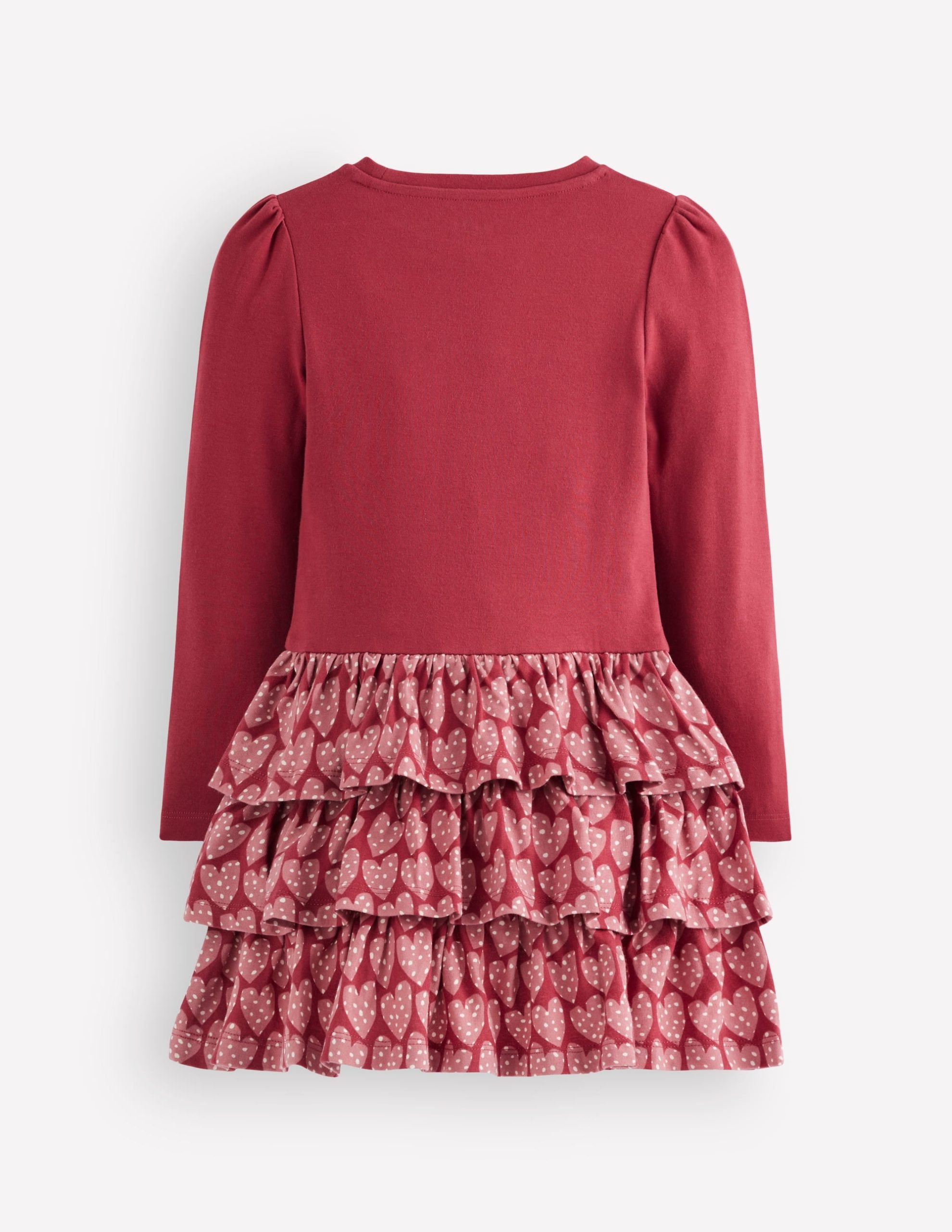 Cora Jersey RaRa Dress-Pomegranate Red Spotty Hearts - Image 2