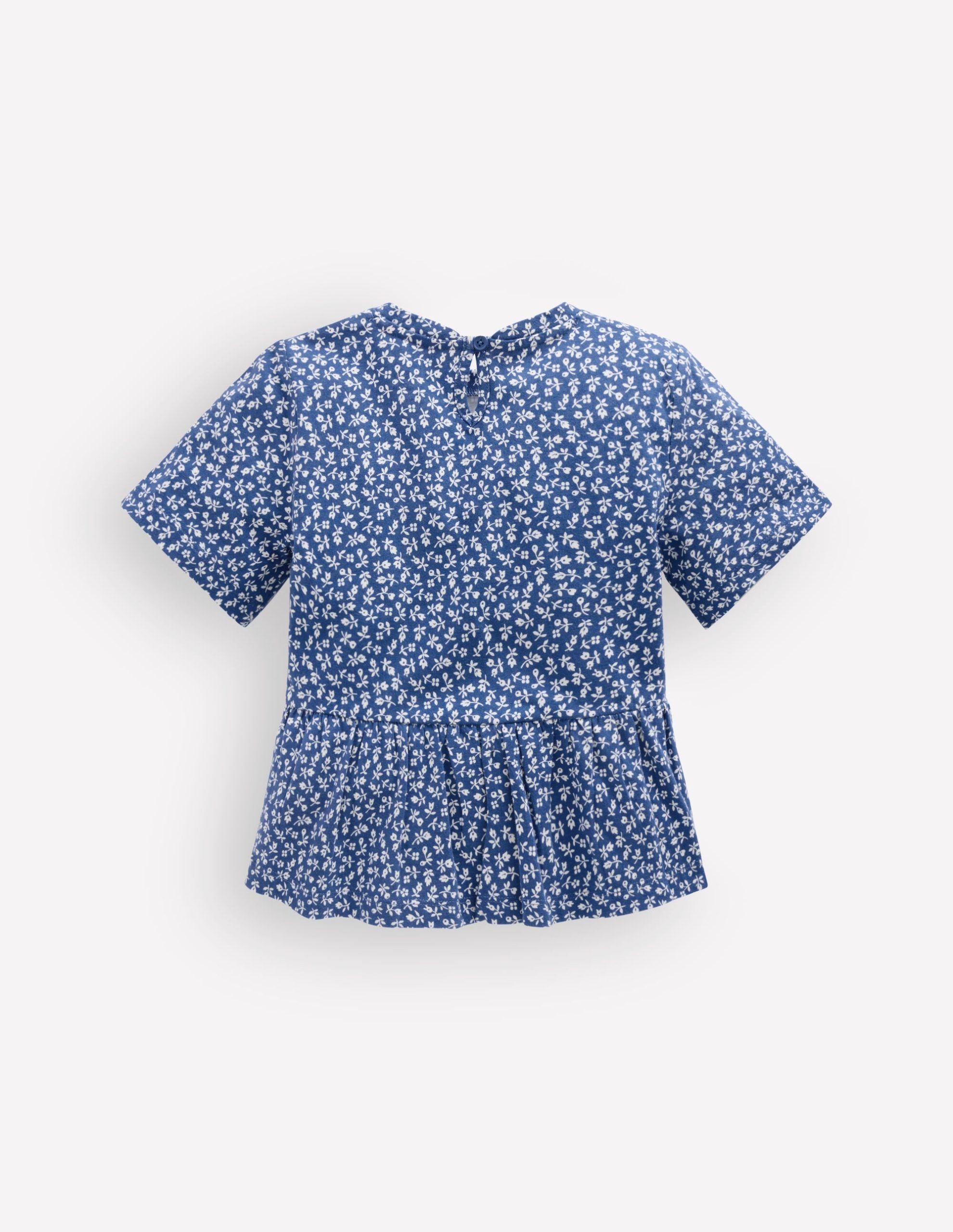 Short Sleeve Peplum Top-Bluejay Ditsy Floral - Image 2