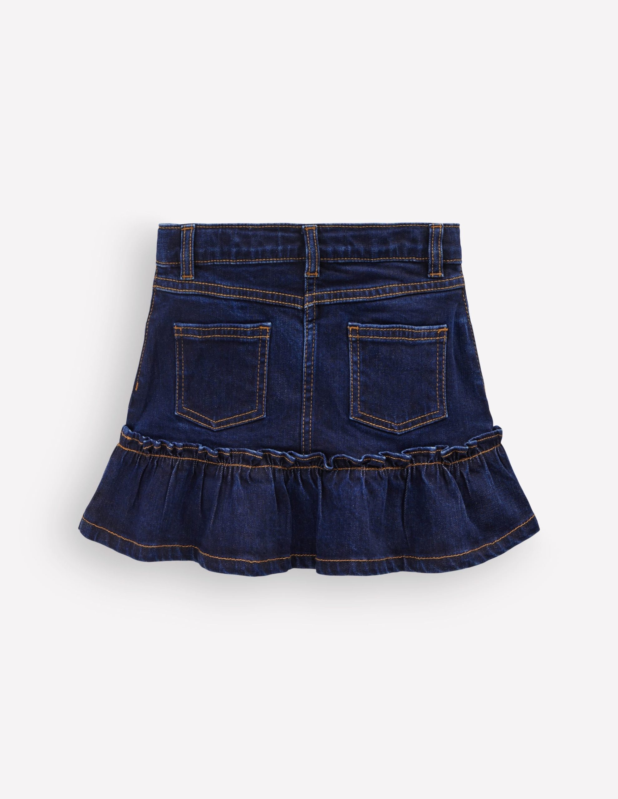 Frill Hem Denim Skirt-Dark Wash - Image 5