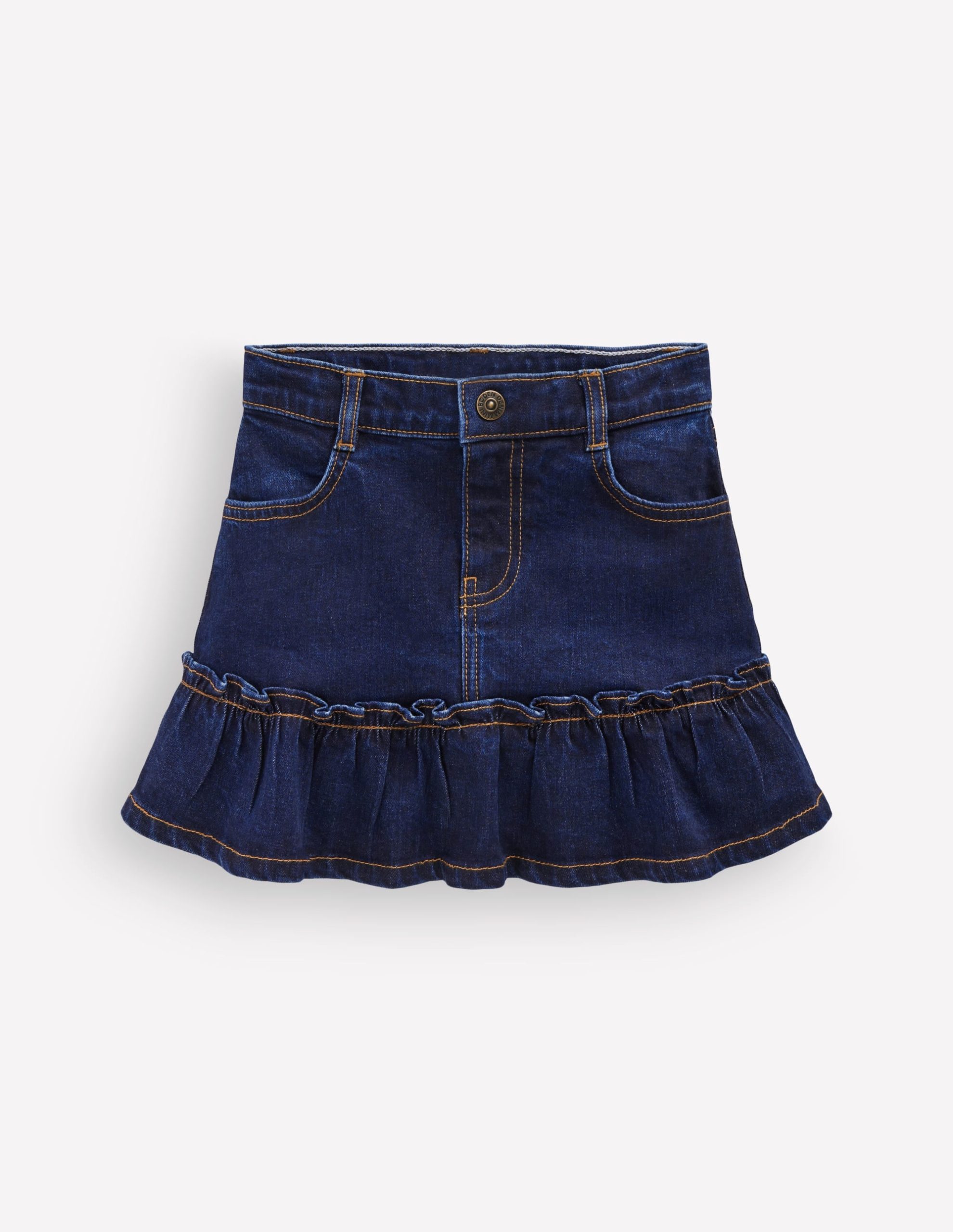 Frill Hem Denim Skirt-Dark Wash - Image 4