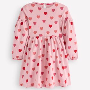 Madeline Blouson Sleeve Dress-Heart Print