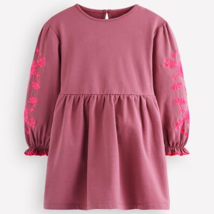 Embroidered Sleeve Dress-Spring Blossom Pink