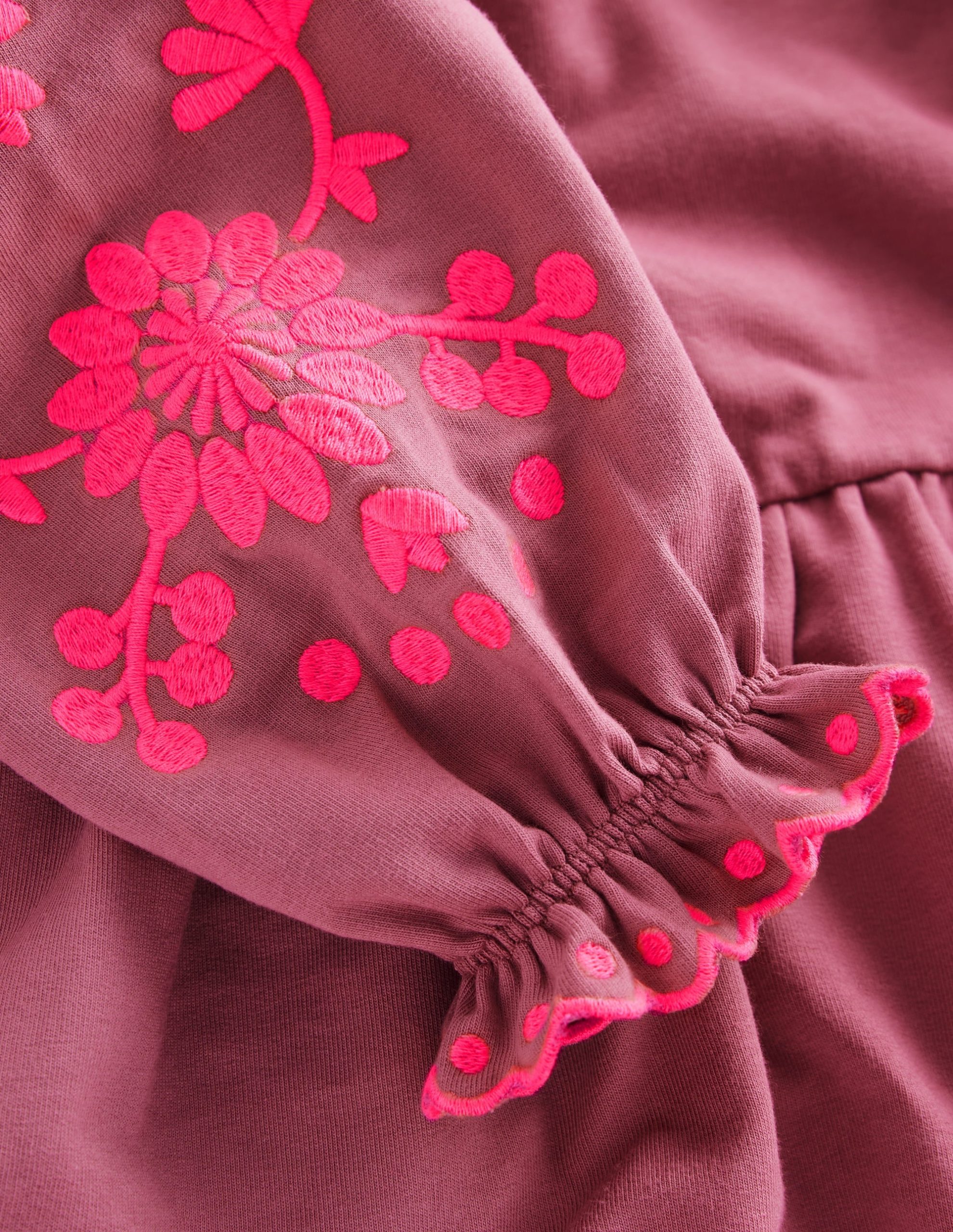 Embroidered Sleeve Dress-Spring Blossom Pink - Image 3