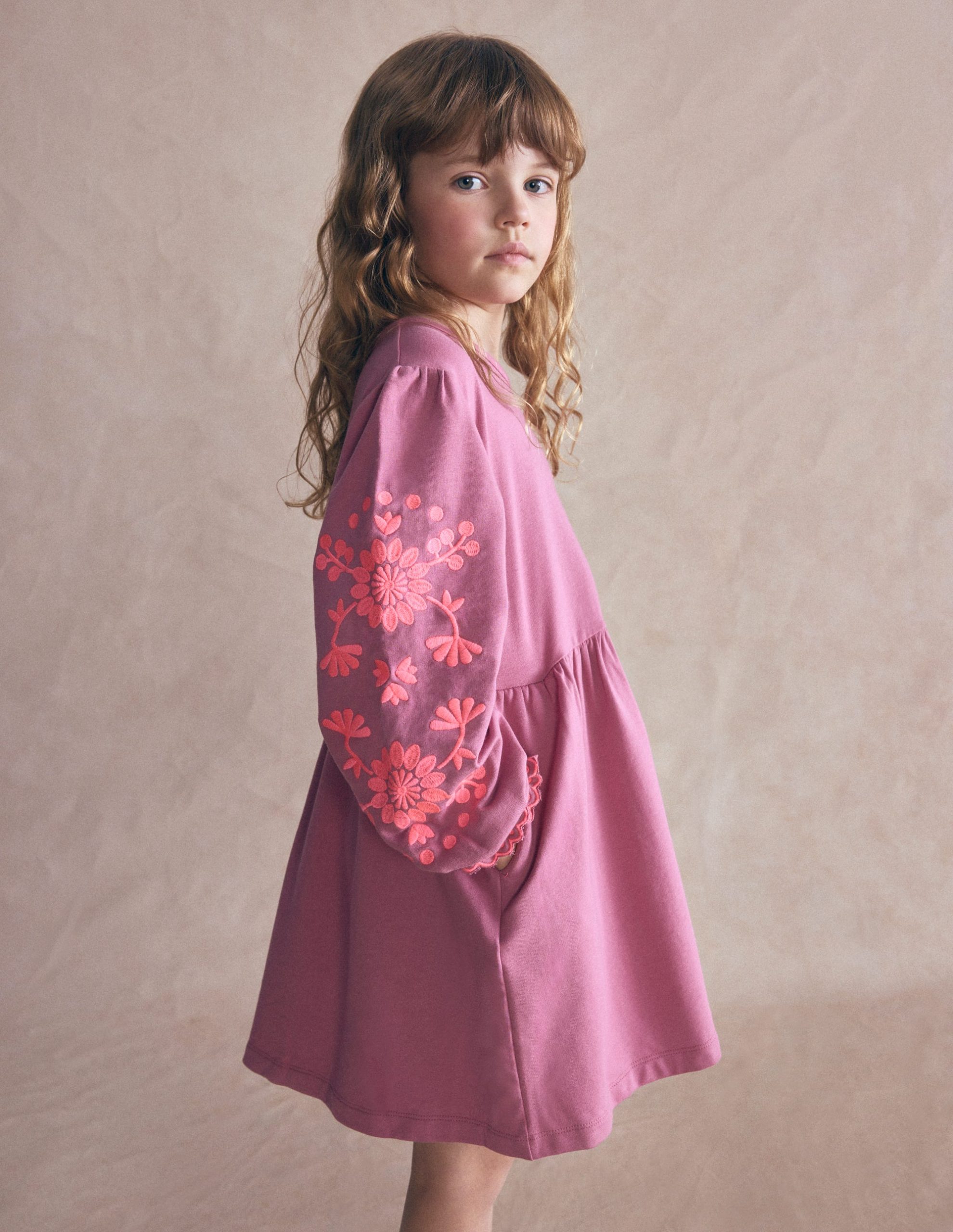 Embroidered Sleeve Dress-Spring Blossom Pink - Image 4