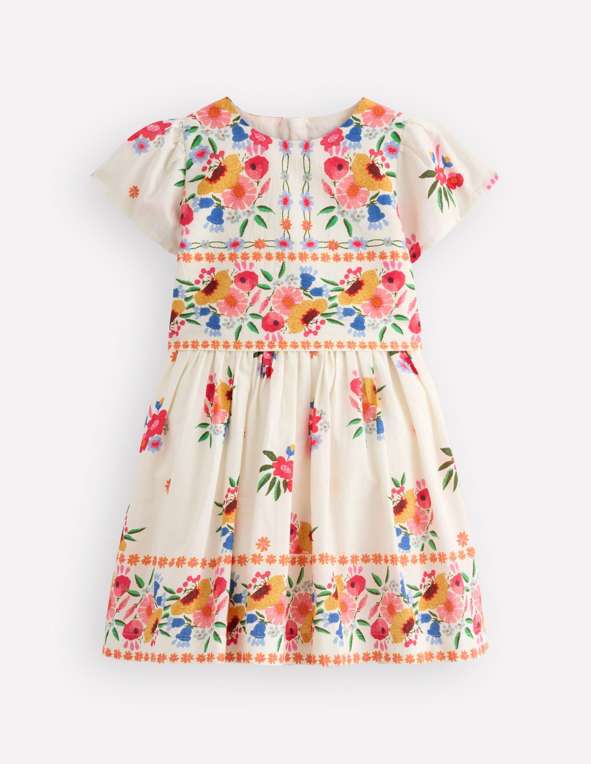 Pretty Cape Dress-Multi Vintage Floral Placement
