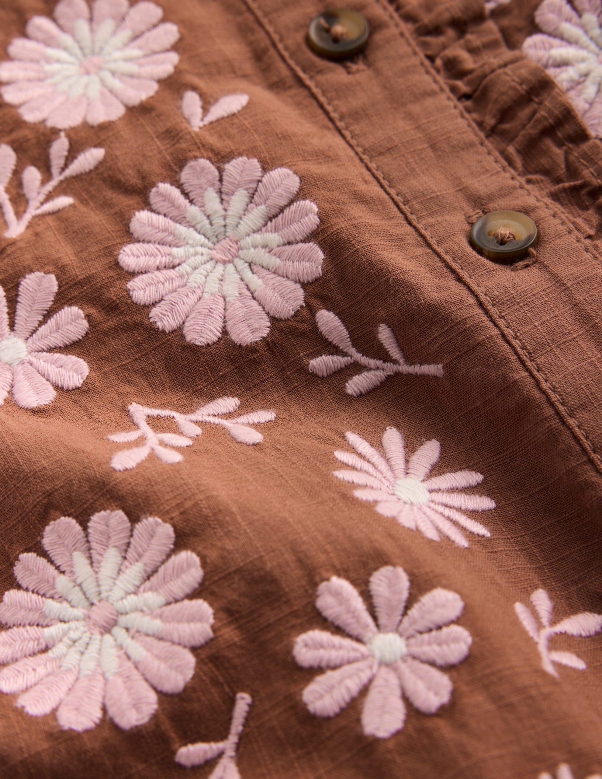 Ruffle Shirt Dress-Brown - Image 3