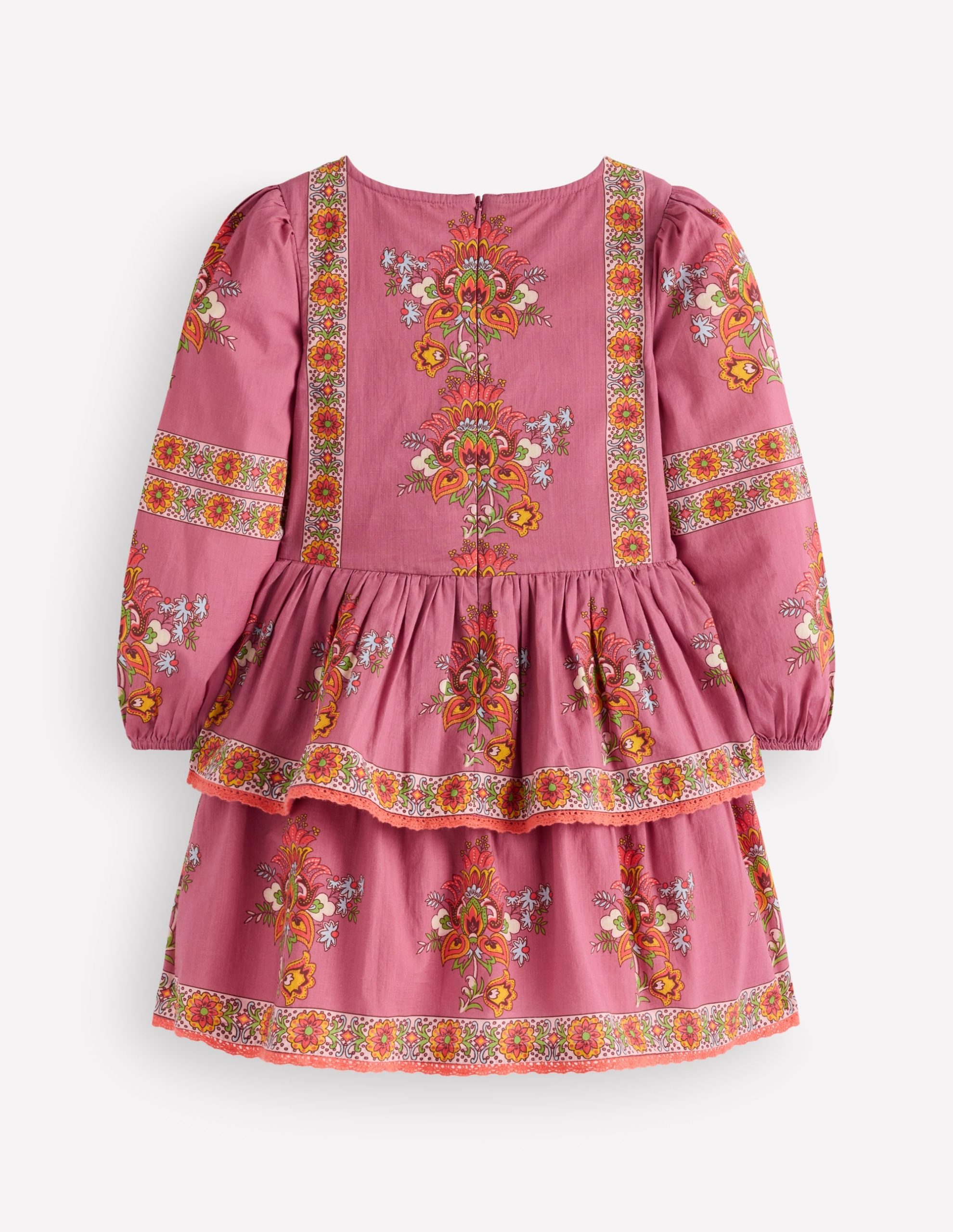 Printed Tiered Woven Dress-Pink Floral Placement - Image 2