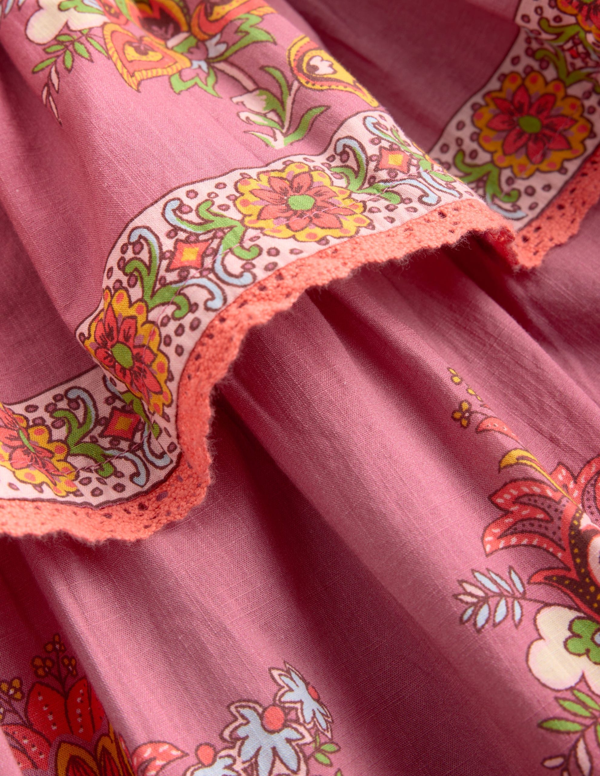 Printed Tiered Woven Dress-Pink Floral Placement - Image 3