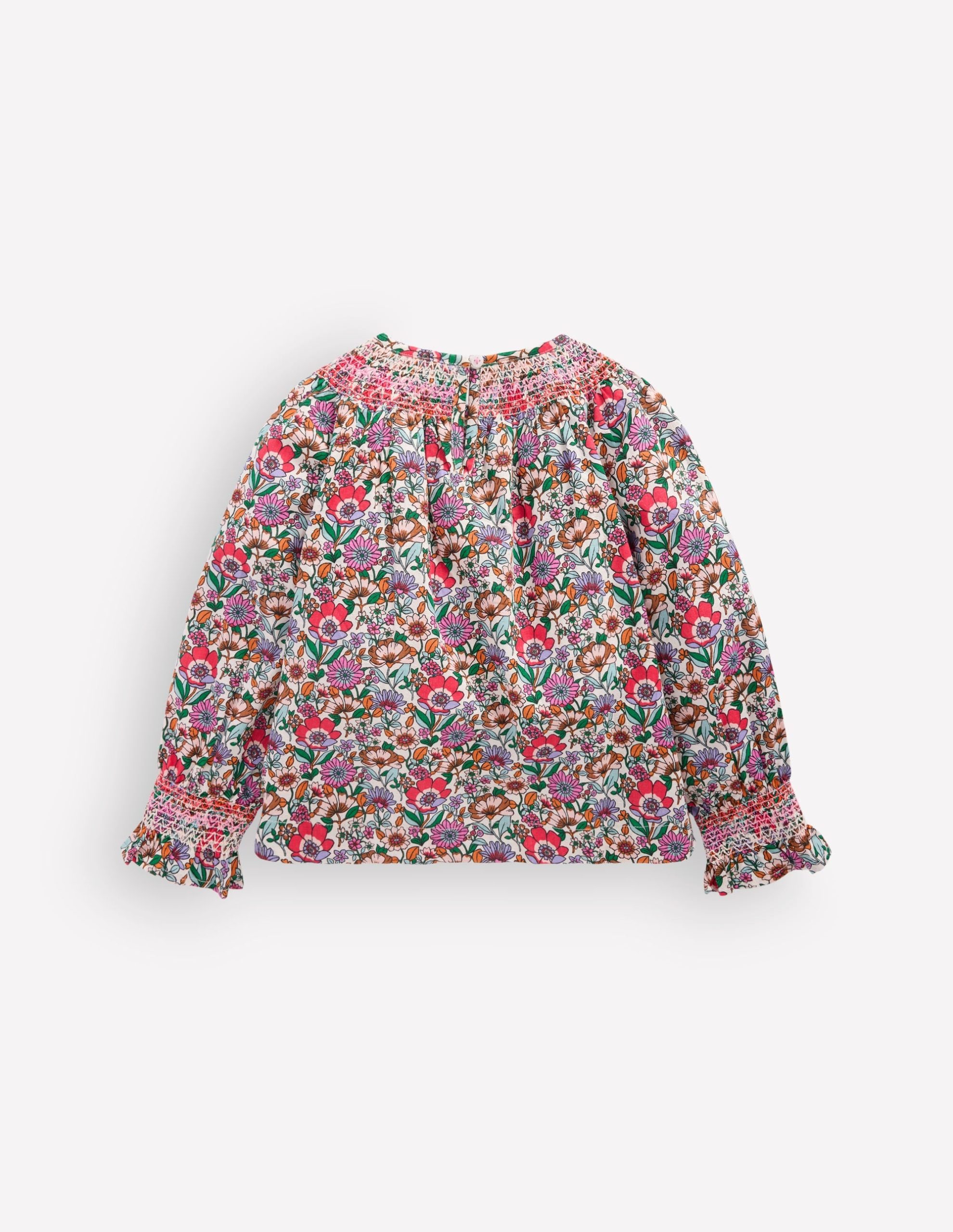 Smocked Printed Blouse-Soft Cream Floral Field - Image 2