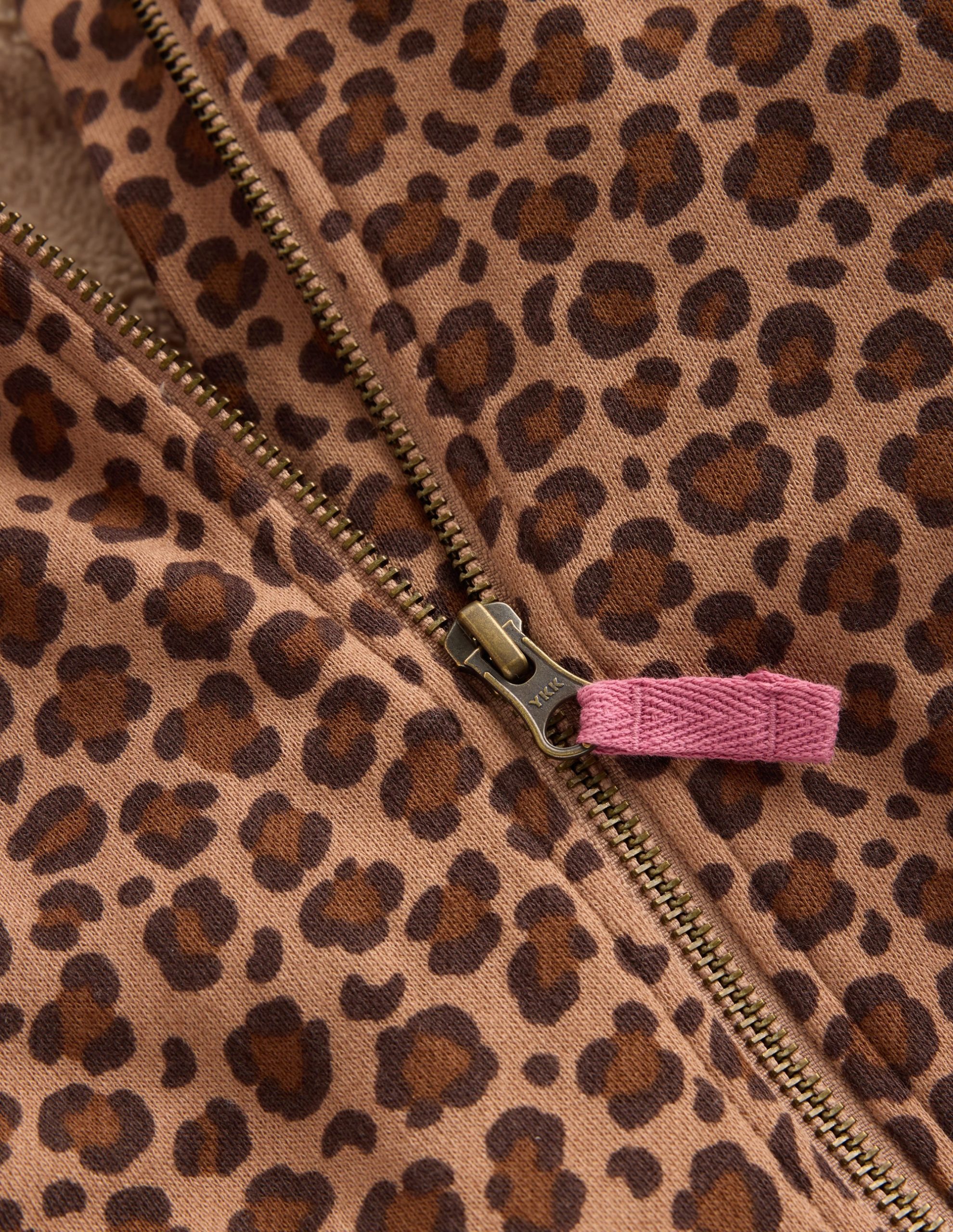 Fleece Lined Zip-Through-Milk Chocolate Brown Leopard - Image 5