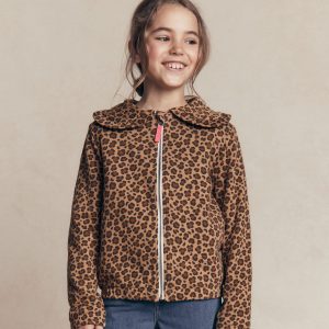 Fleece Lined Zip-Through-Milk Chocolate Brown Leopard