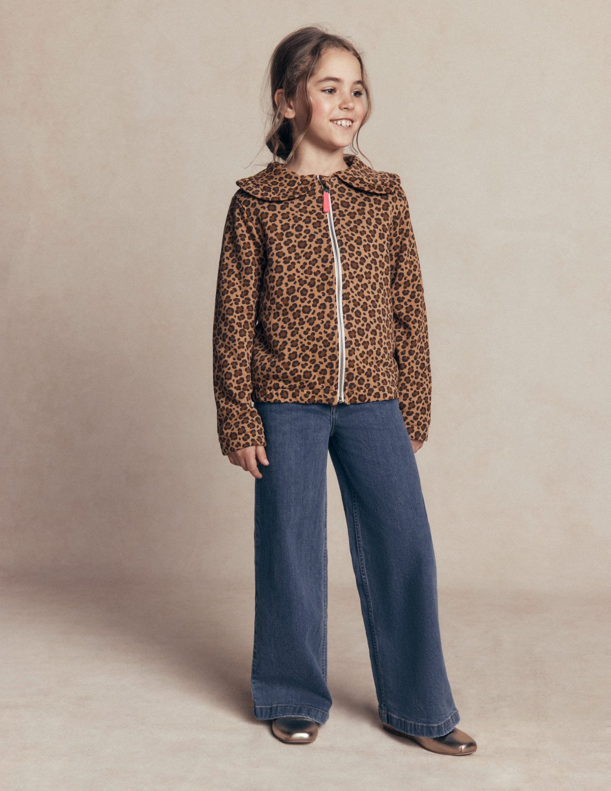 Fleece Lined Zip-Through-Milk Chocolate Brown Leopard - Image 2