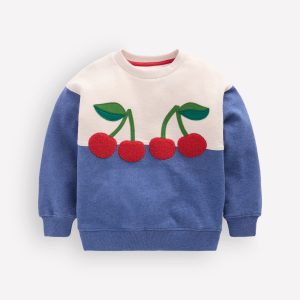 Bobbie Appliqué Sweatshirt-Oatmeal Marl Cherries