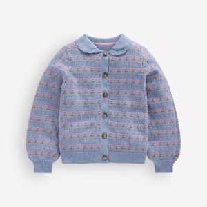 Collared Cardigan-Glacier Blue Marl Roses