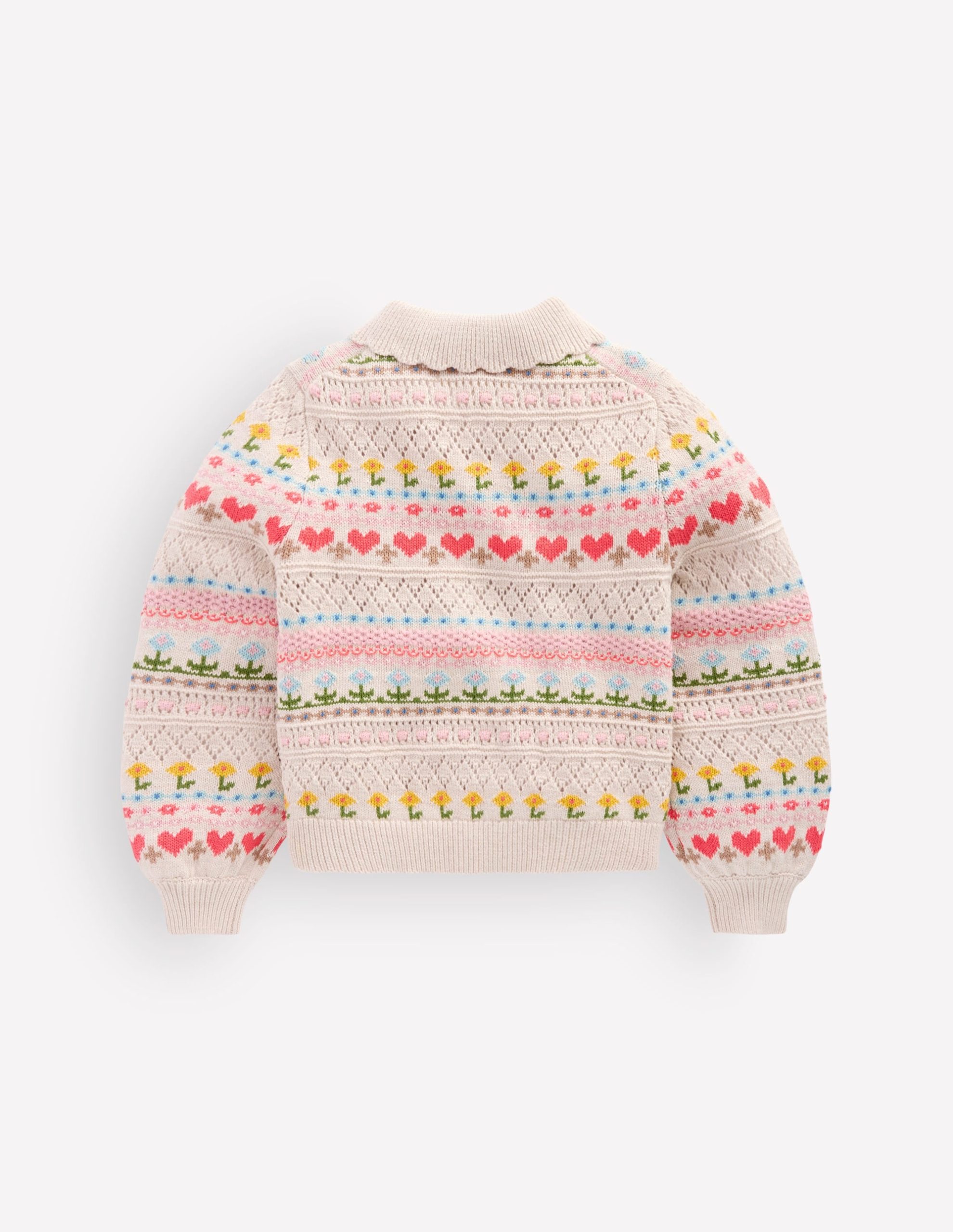 Collared Cardigan-Oatmeal Marl Flowers - Image 2